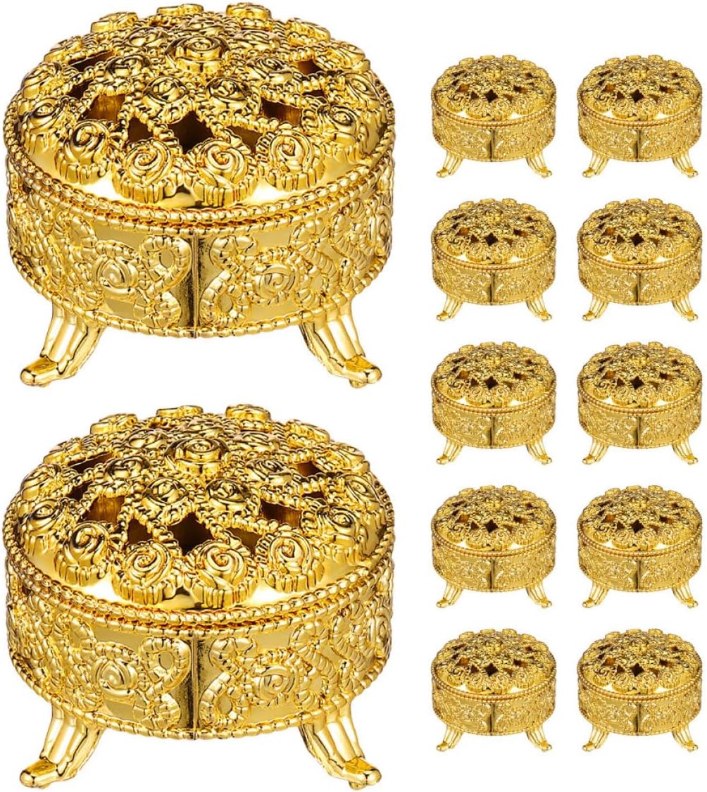 PRETYZOOM 100pcs Gold Wedding Candy Boxes Elegant Style Rose Embossed Favors for Showers and Parties for Storing Treats and Jewelry