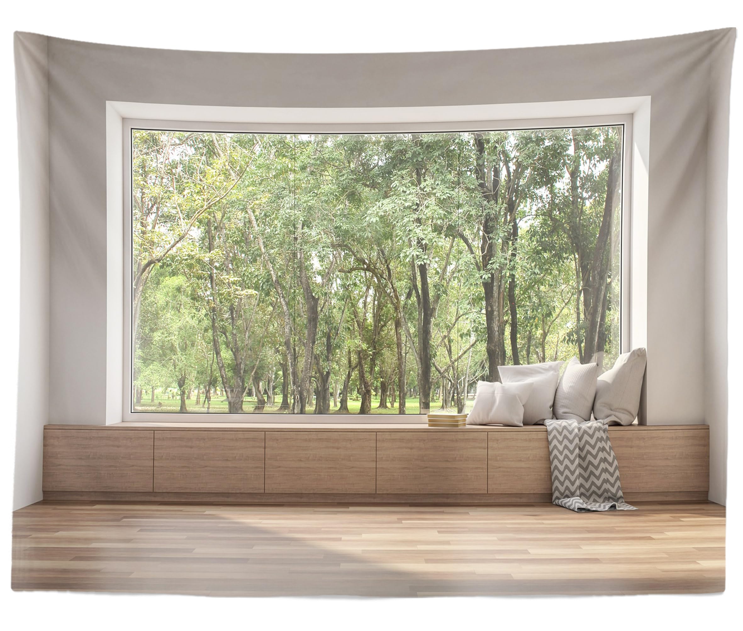 BELECO 4.6x2.5m Tessuto Soggiorno Finestra Foresta Sfondo
