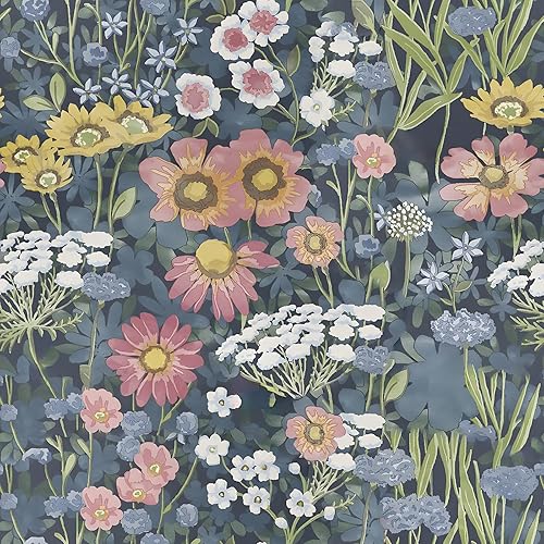 Orainege Vintage Floral Wallpaper Peel and Stick Wallpaper Floral Contact Paper 17.7inchx118.1inch Boho Flower Contact Paper Daisy Self Adhesive Removable Wallpaper for Bedroom Decorative Wall Paper