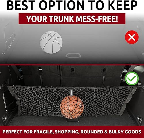 Miniatura 5 de Red de carga elástica para maletero estilo sobre para Jeep Wagoneer 2022-2025  Organizador y almacenamiento de maletero premium  Red de equipaje