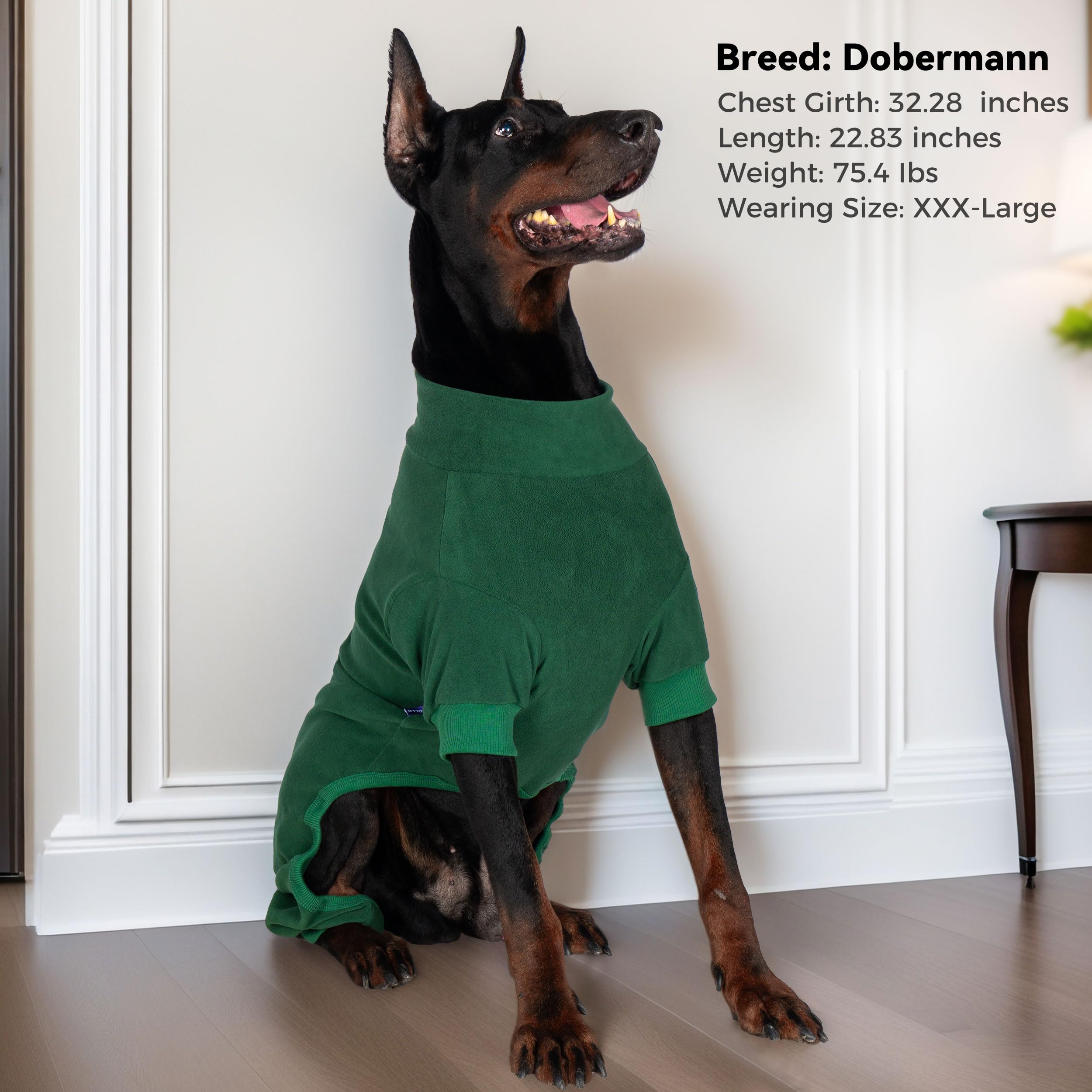 cyeollo Pijamas para perros XXXL, abrigo de forro polar elástico para perros de tamaño grande, overol cálido para perros, ropa suave para clima frío, verde, XXXL