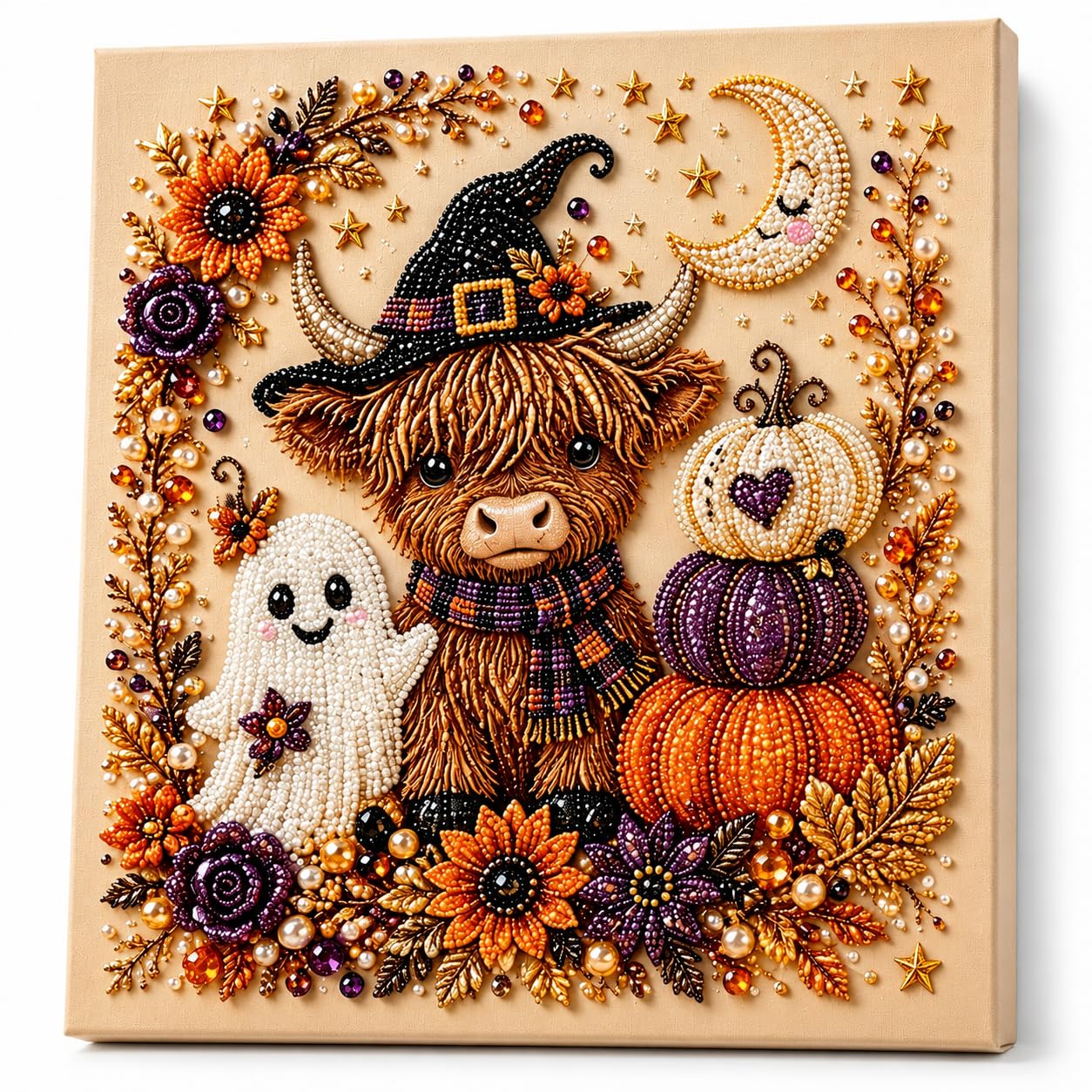 Halloween Ghost Pearl Diamond Art DIY Kit, Spooky Cute 3D Pearl Diamond Painting Crafts Kits for Adults, Beginner DIY Fall Home Decor Wall Art, Beginner DIY Seasonal Party Gift (#E)