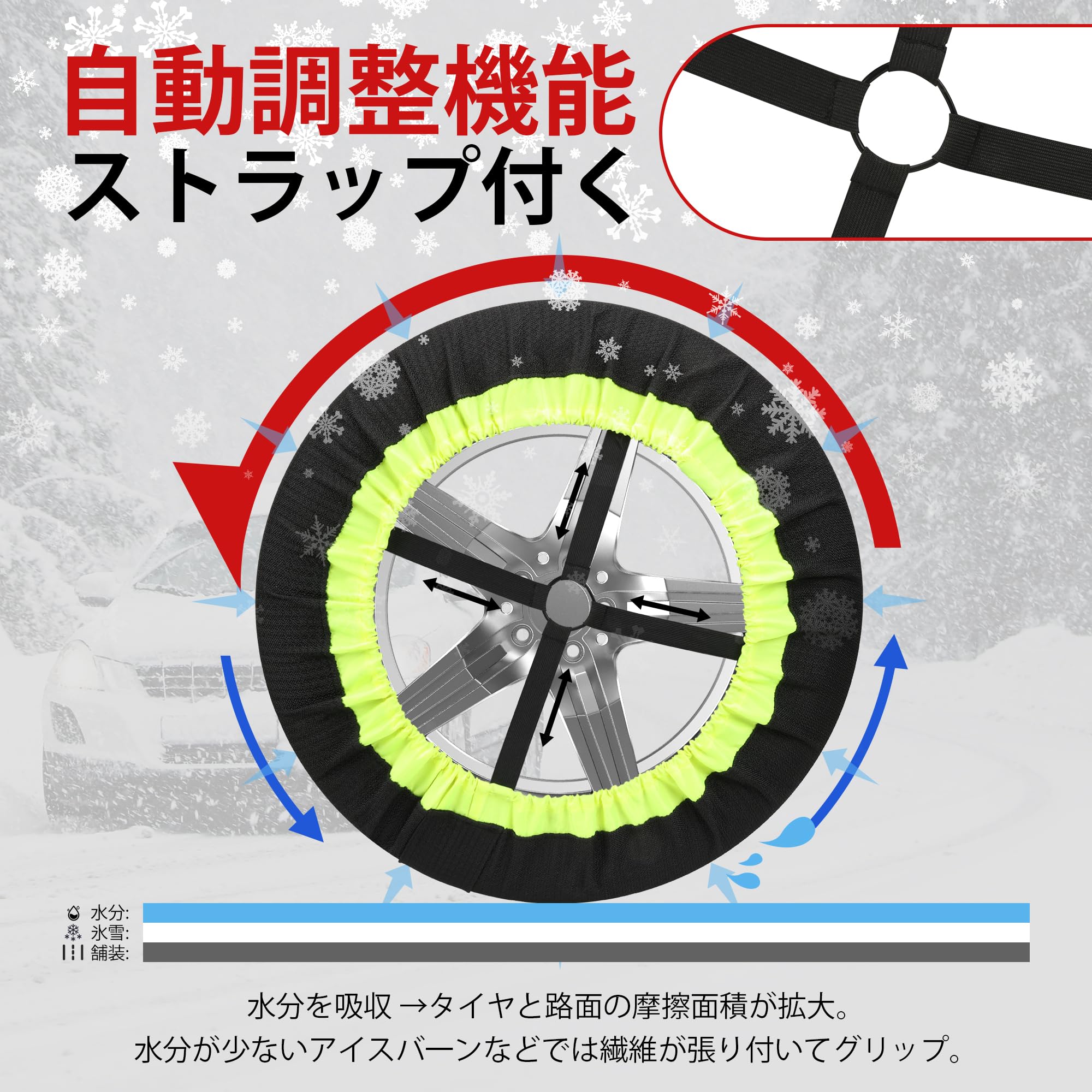 Amazon | TIPGOUP タイヤチェーン 非金属 布製 軽自動車 スノー 