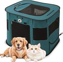 ALLSOPETS Foldable Dog Cat Playpen, Dog Cage for Cats and Dogs, Portable Enclosure with Tote Bag for Indoor, Outdoor, Travel and Camping Use (Royal Blue, XL)