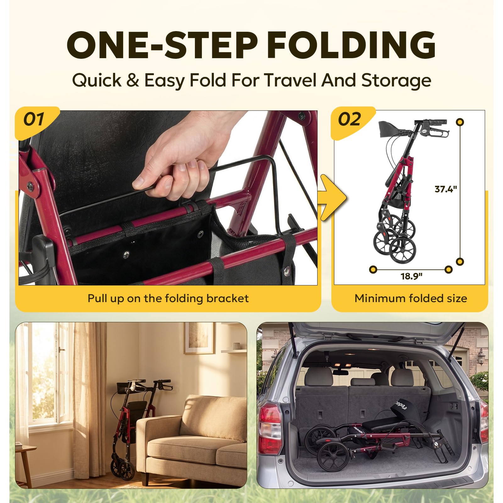 Vitopa Rollator Walker - Ultra Stable & Foldable -8