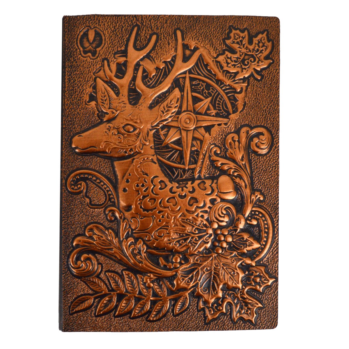 Hoce Antique Embossed Leather Deer Writing Journal Diary Notebook for Writers and Journal-lovers, Copper