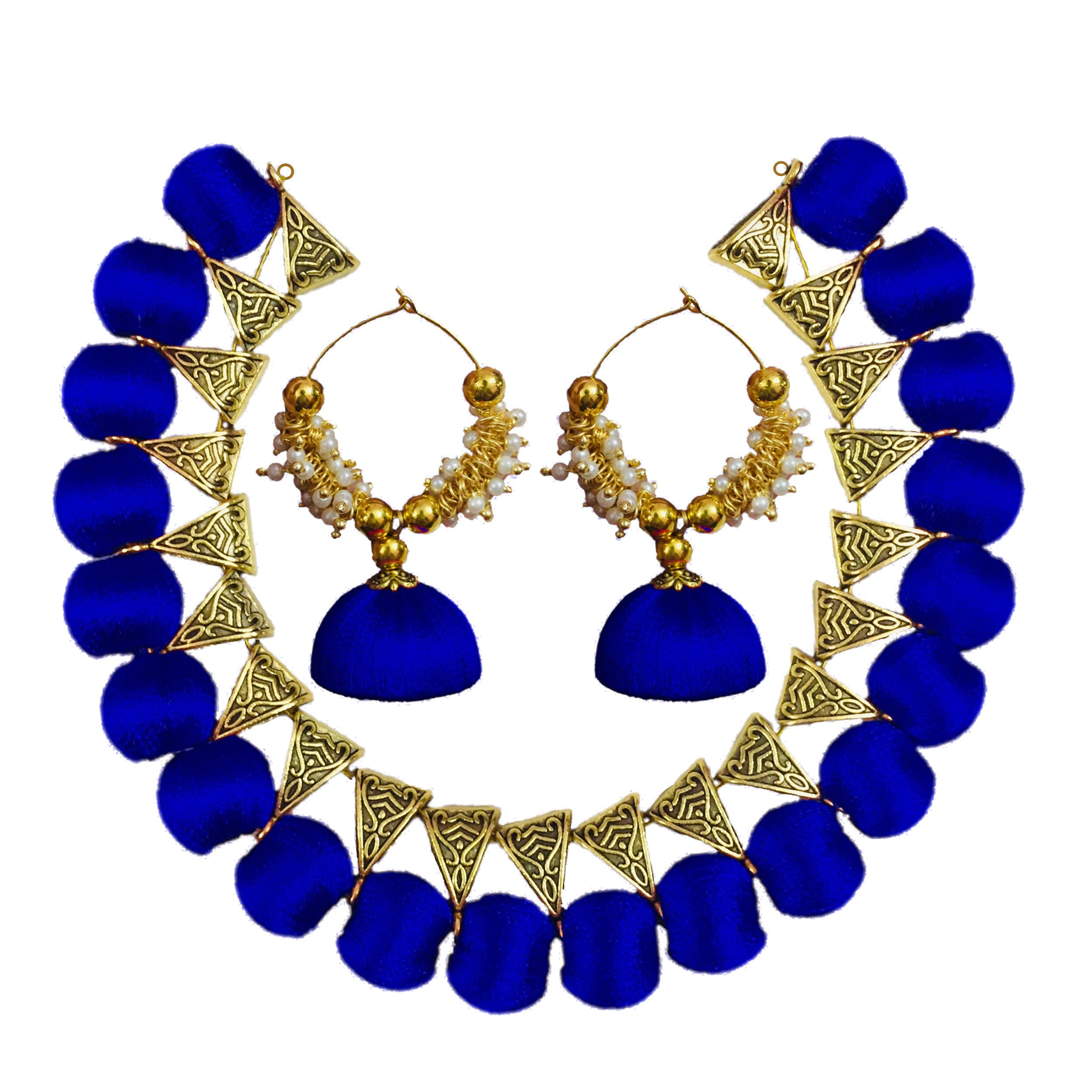 Ambal Hoops earring with choker silk thread necklace set for womens and girls (NavyBlue) (B09DVY3PX7) Amazon Price History, Amazon Price Tracker