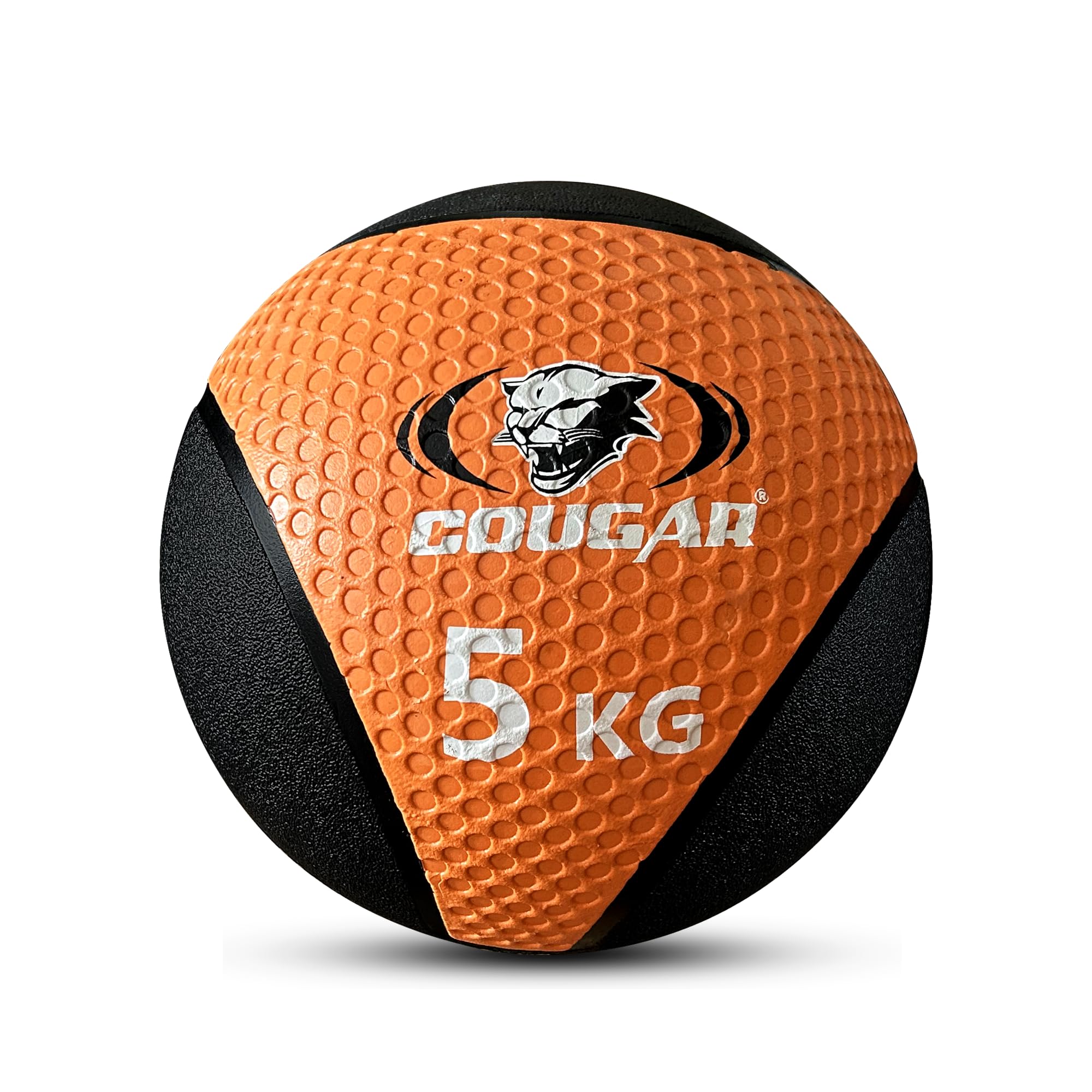Cougar Dual Color Textured Surface Medicine Ball, High Grip Rubber Moulded Medicine Ball Without Handle - 5 KG (Orange/Black)-image-23