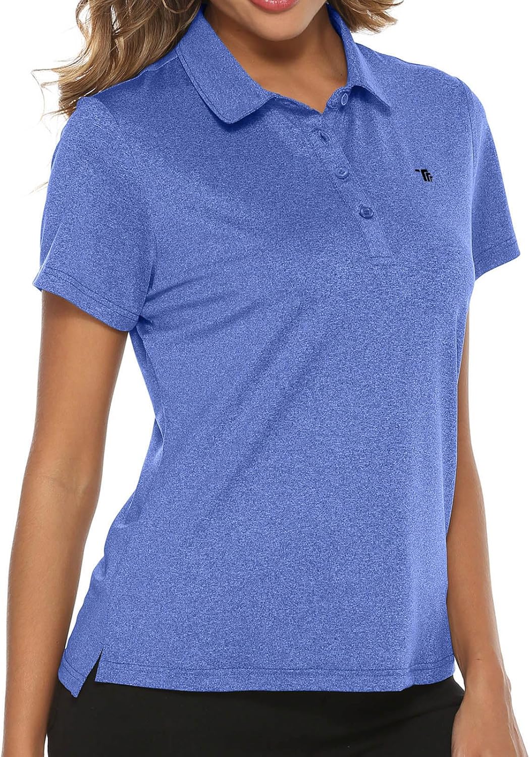 TBMPOY Women's Golf Polo Short Sleeve Shirts Lightweight Moisture Wicking Collared T Shirt Quick Dry 4-Button