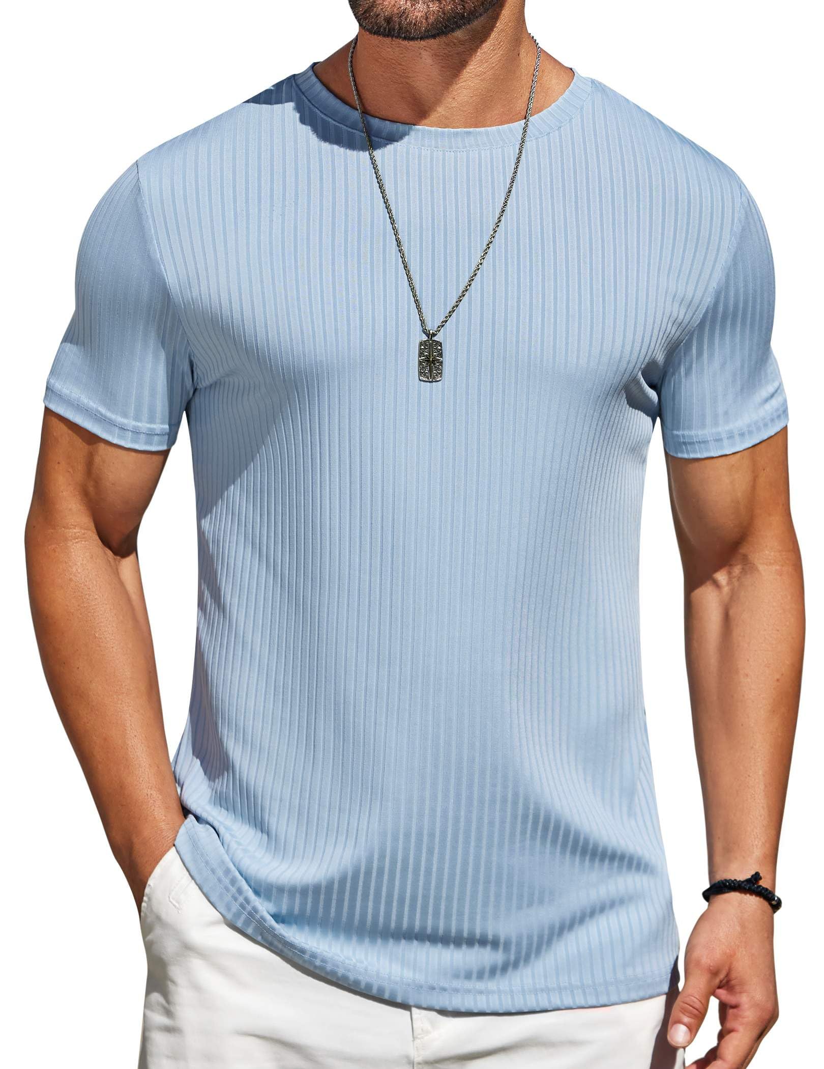 COOFANDY Mens T-Shirts Short Sleeve Plain Tshirts Casual Crew Neck Basic T Shirt Soft Cooling Fitted Stretch Tee Shirts