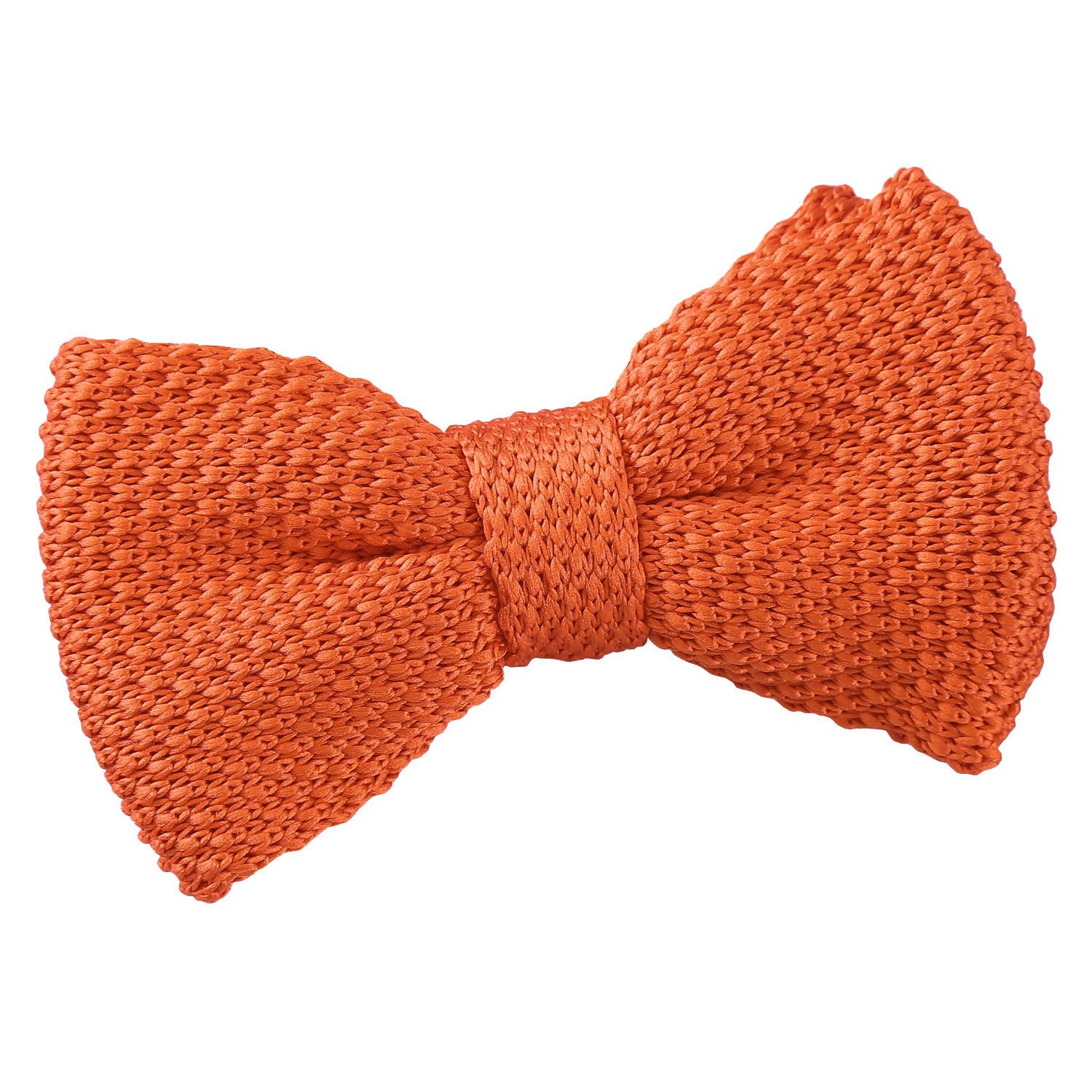 DQT Boys Plain Knitted Pre-Tied Bow Tie – Wedding Pageboy Formal Bowtie - Burnt Orange