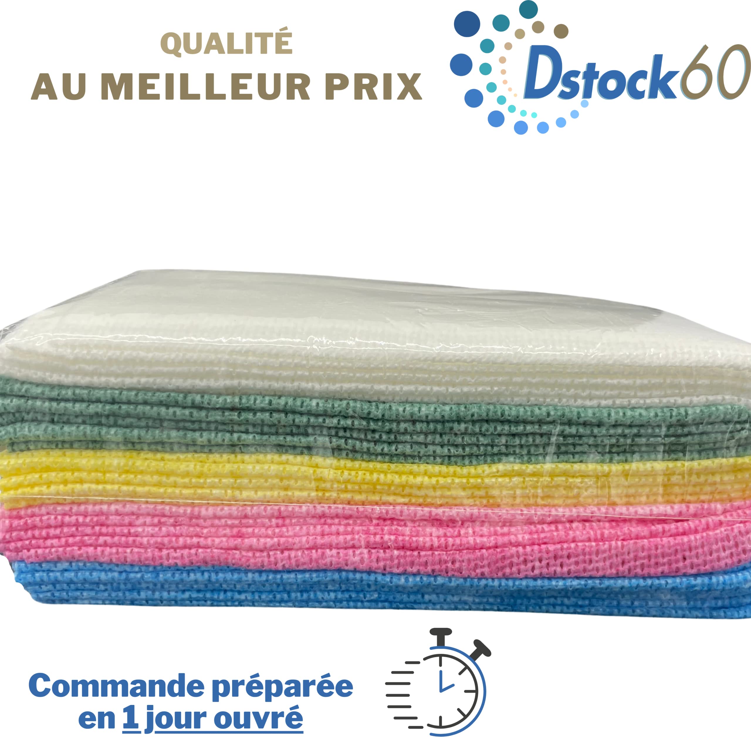 50 Lavettes Non Tissées DSTOCK60 Vertes 32x40cm - HACCP Alimentaire