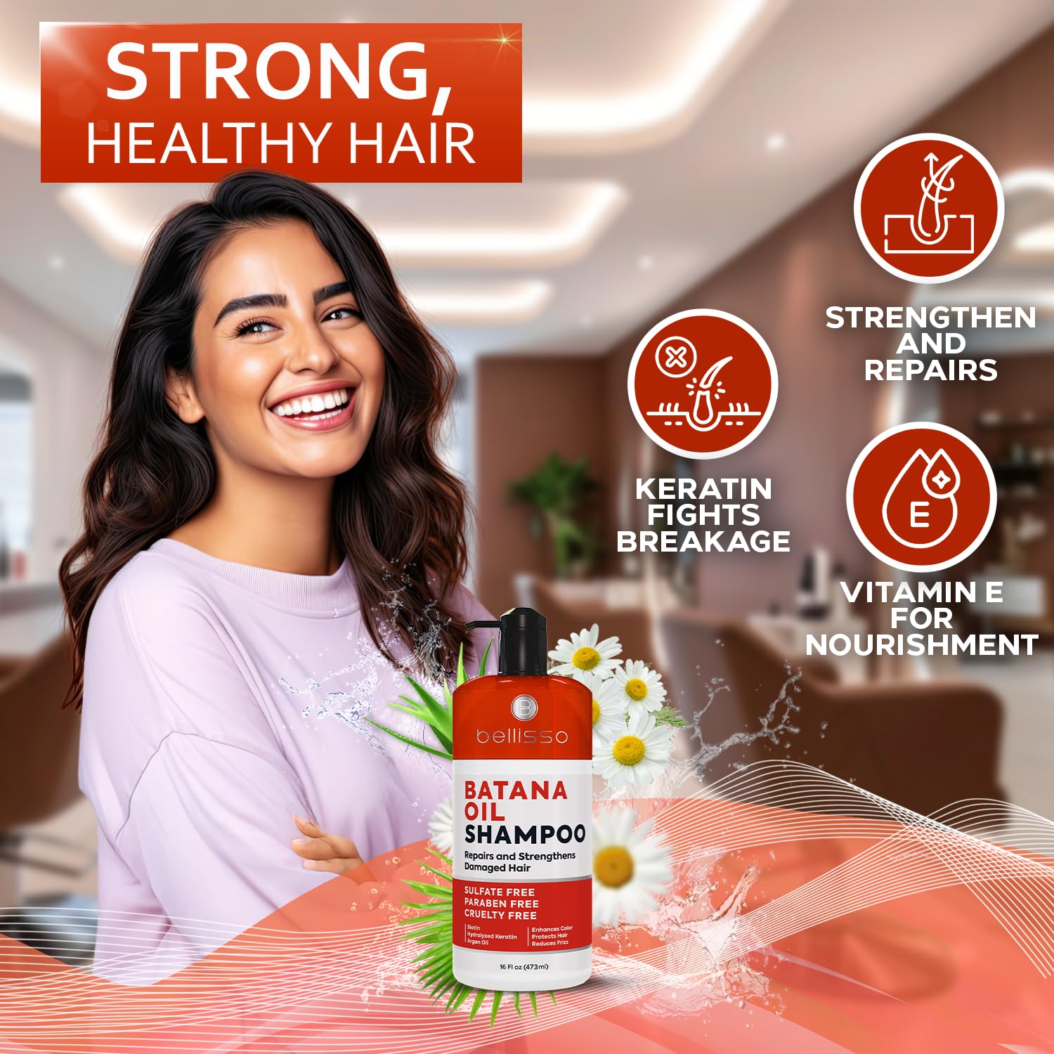 Batana Oil Shampoo - Volumizing Salon Formula for Thinning and Fine Hair Women and Men - Sulfate and Paraben Free - Thickening Volume Boost for Thicker, Fuller Hair - With Argan Oil - 16 Fl Oz - Image 5