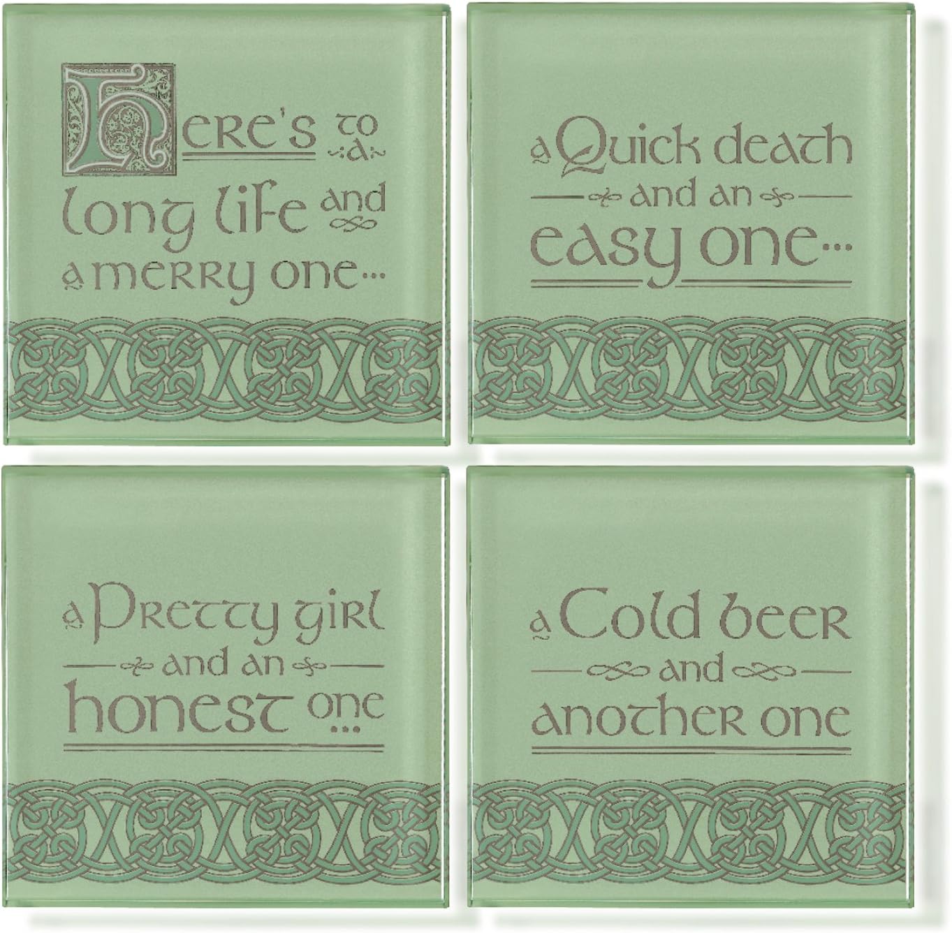 Grasslands Road Celtic 31/2Inch Green Glass Here's to