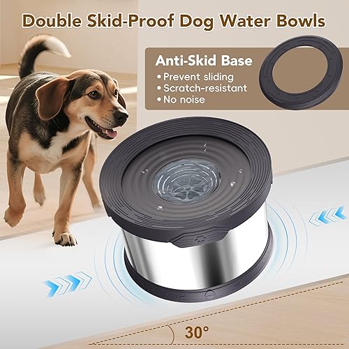 Miniatura 4 de UPSKY Cuenco de agua para perros, antiderrames, de acero inoxidable de 8 litros, de gran capacidad, a prueba de derrames, de 2.1 galones, tazón