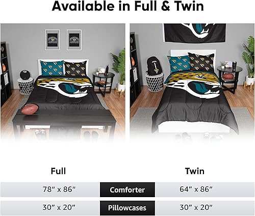 Miniatura 5 de FOCO NFL - Juego de ropa de cama en una bolsa, con logotipo del equipo de la NFL, 3 piezas