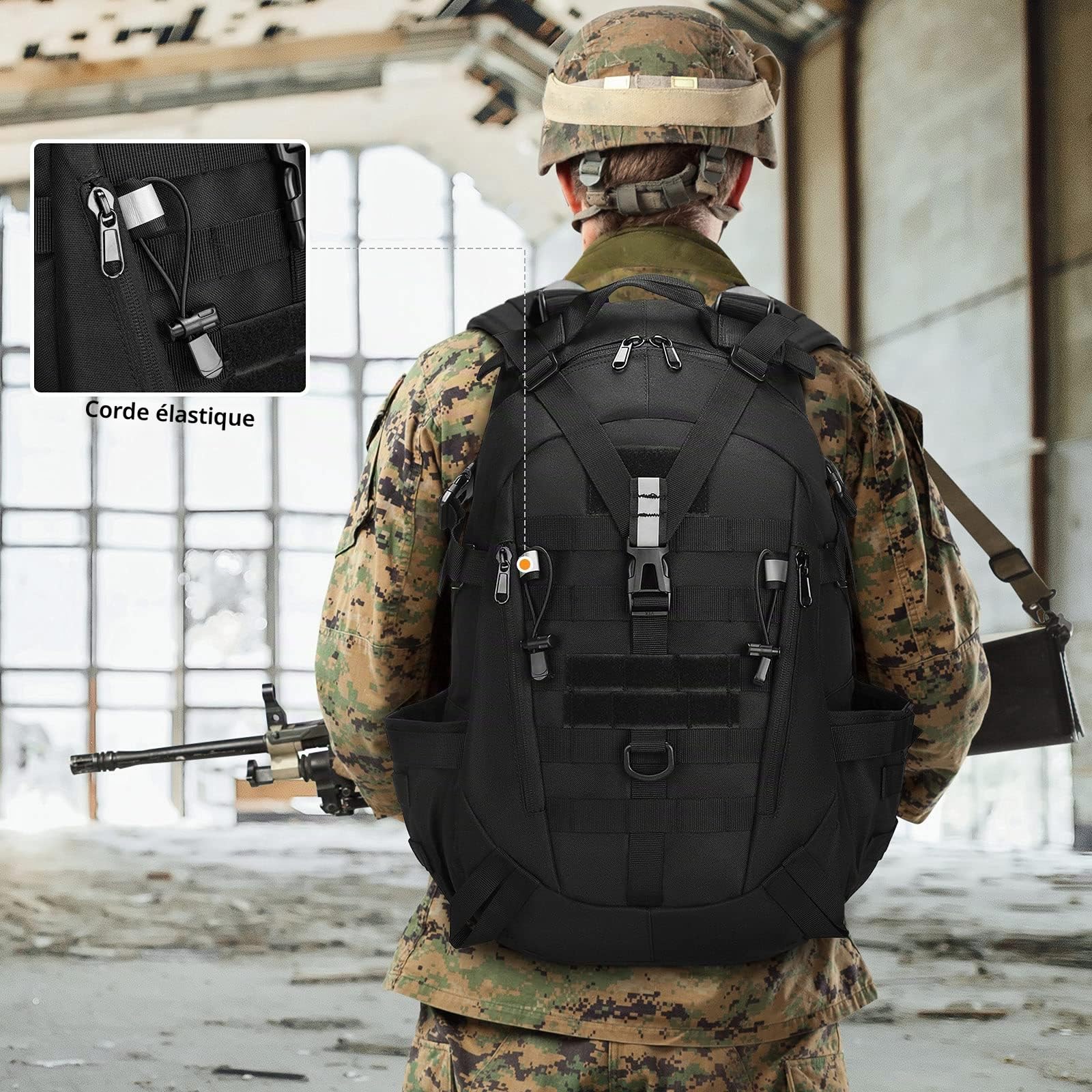 HUNTVP Sac à Dos Randonnee 30L, Sac a Dos Militaire Tactique Sacs Molle Randonnée Backpack Fonctionnel pour Homme Femme Trekking Camping Voyage Journée Sports de Plein Air