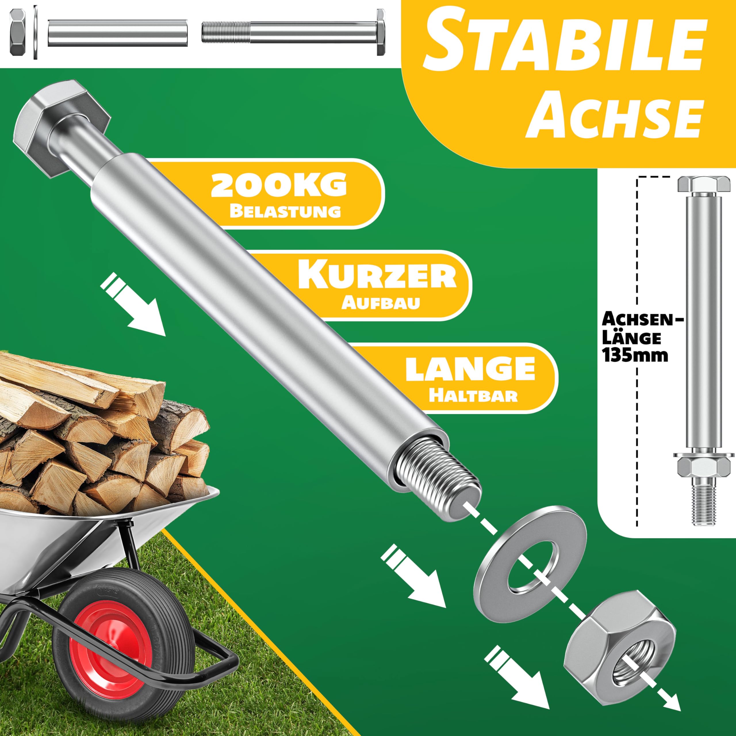 MASKO® Rueda de Carretilla de PU 200 kg sin aire 4.80/4.00-8 Ø 390mm Eje de Repuesto para Rueda de Goma de Acero Neumático sin aire para Carretilla de Jardín Rueda de PU Antipinchazos Negro/Rojo