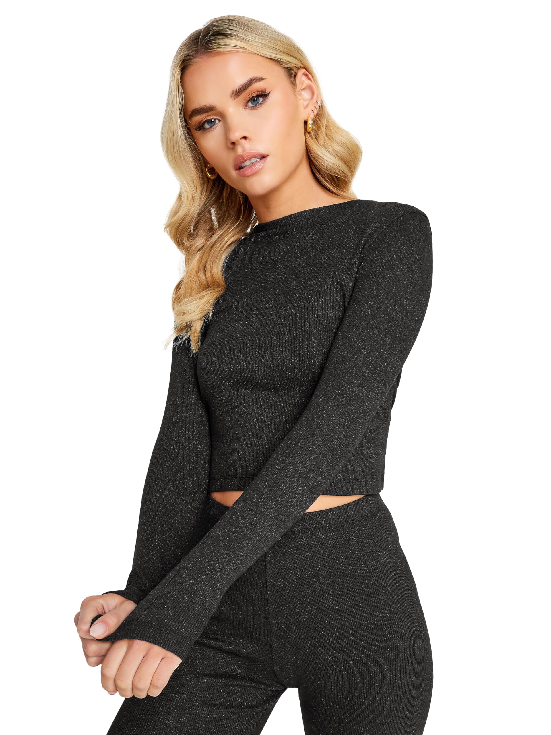 Pixiegirl Women's Black Petite Long Sleeve Top In Size 12