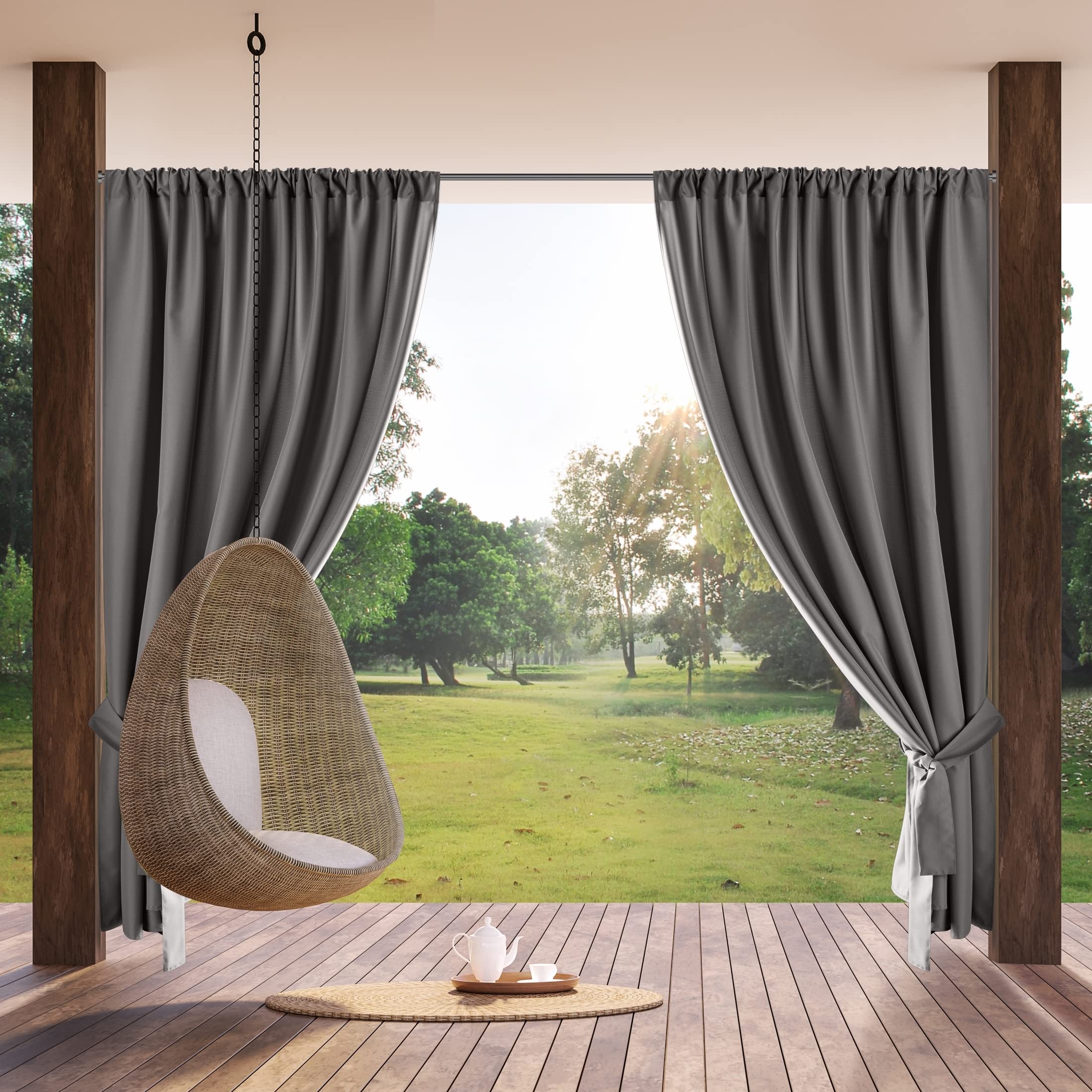 Eurofirany GARDEN Tenda per Esterni con Tasca Per Asta - 1 Pezzo. Tende impermeabili per Terazze, Tenda per Gazebo Pergolata Patio Balcone, Protezione Solare e Privacy, 155x200 cm, Grigio Scuro - 2