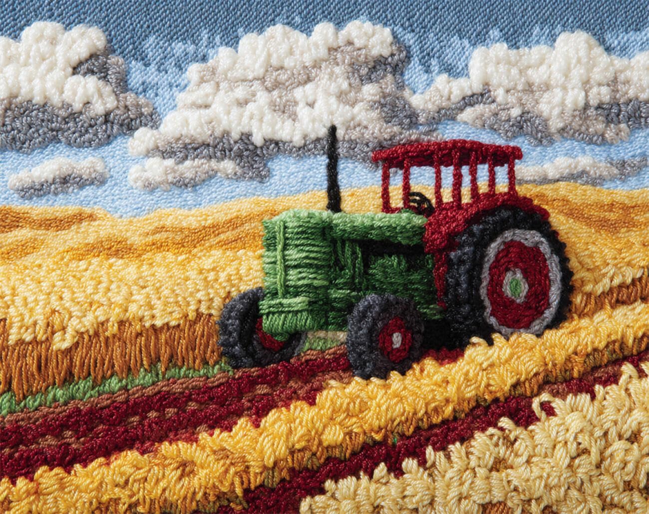 AMBATTERY Landscape Tapestry Kit Cartoon Tractor Latch Hook Rug Kit Large Pre-Printed Pattern Canvas Rugs Embroidery Crafts for Adults Handicrafts DIY Carpet 33x45in