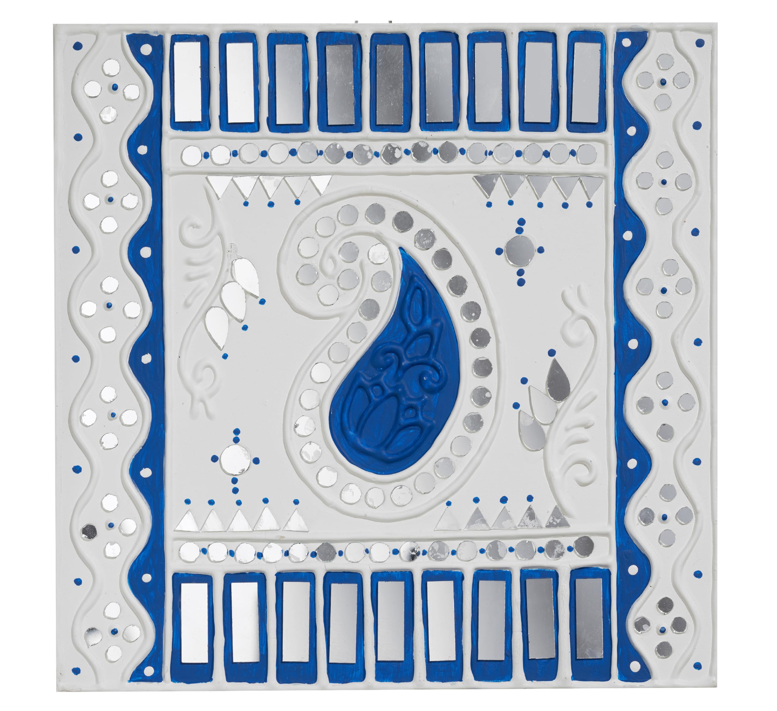 IndoTribePaisley Lippan Art Wall Decor - 10x10 Inch | Indian Wall Art Decor for Home Decor | Indian Decorations for Home | Mirror Art Wall Decor | Lippan Art Decor for Housewarming