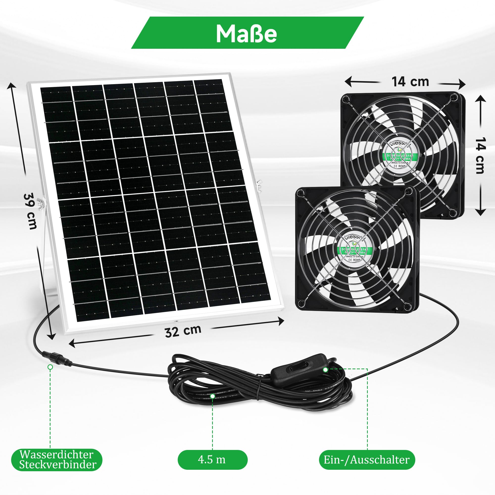Ventilator op Zonne-energie, Energiebesparende 20W Zonnepaneelafzuigventilator met Hoog Vermogen voor Buiten Kamperen