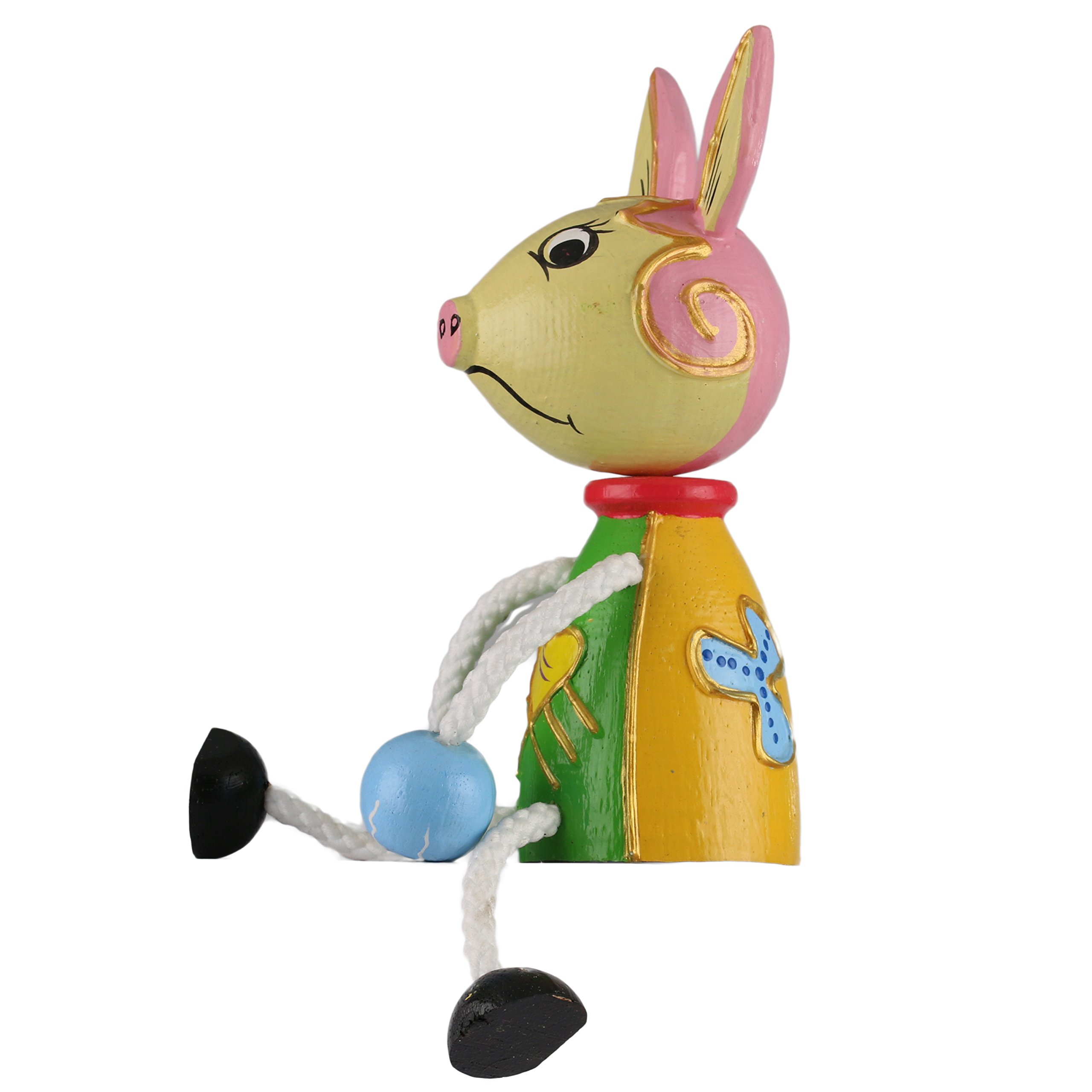 ART-CRAFT Sitztier Schwein aus Holz handgeschnitzt und Hand 