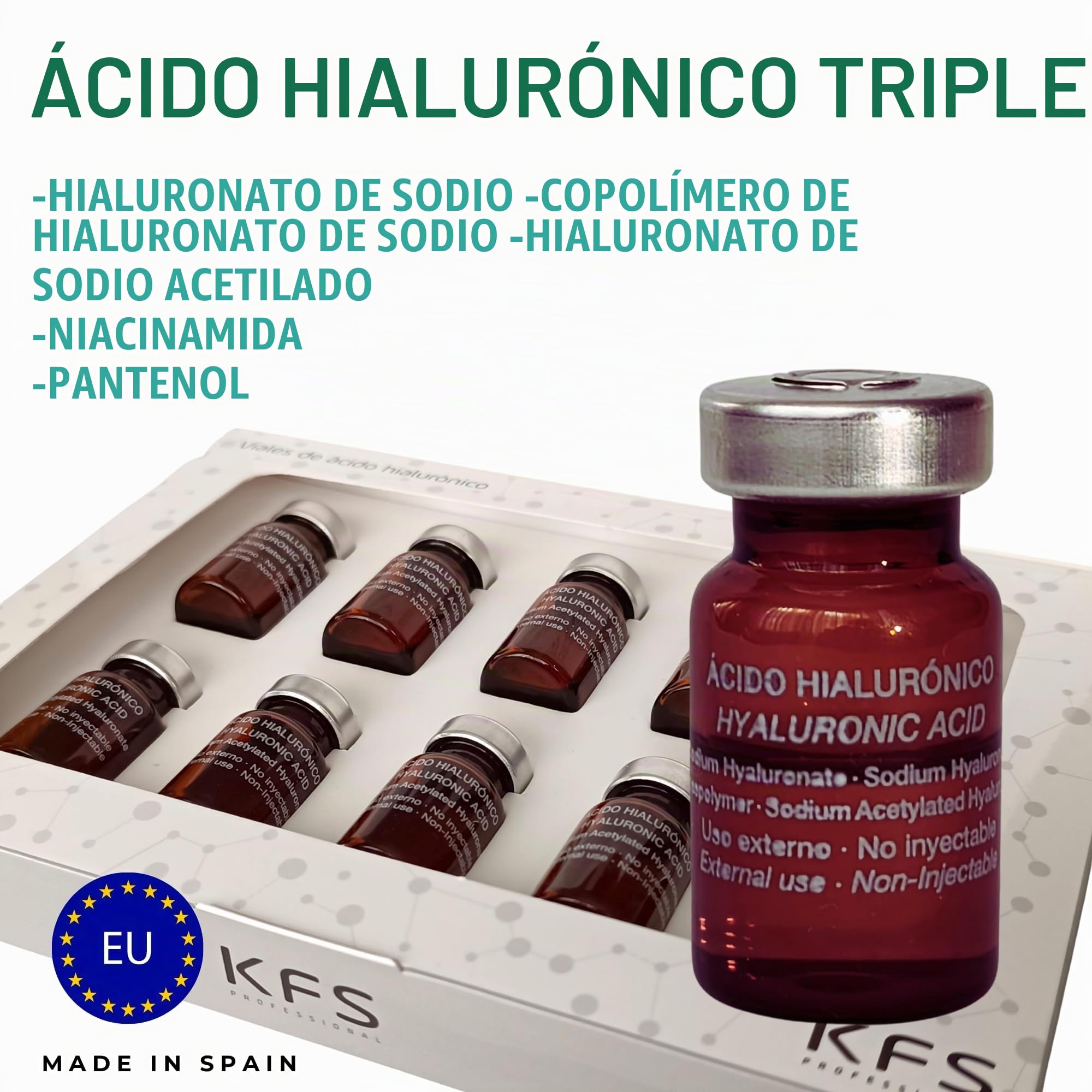 KFS Viales Triple Serum Facial Acido Hialuronico - Niacinamida - Pantenol