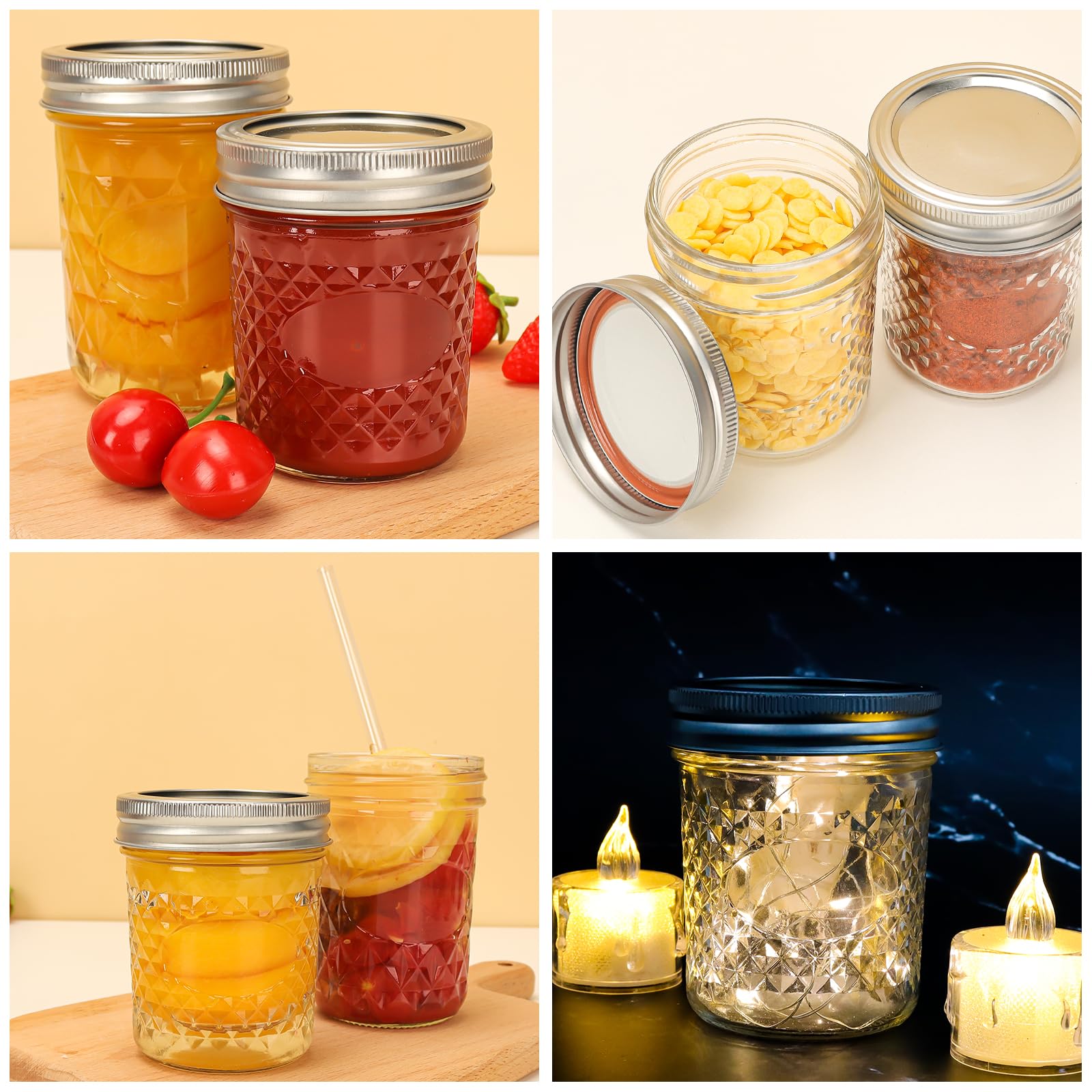 MASTERTOP Lot De 6 Bocaux Mason En Verre 500ML Pots De Conserve Avec 12