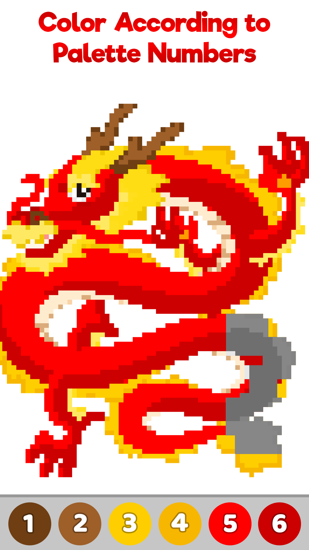 Dragons Pixel Art Paint by Number, Sandbox Coloring Book Pages app