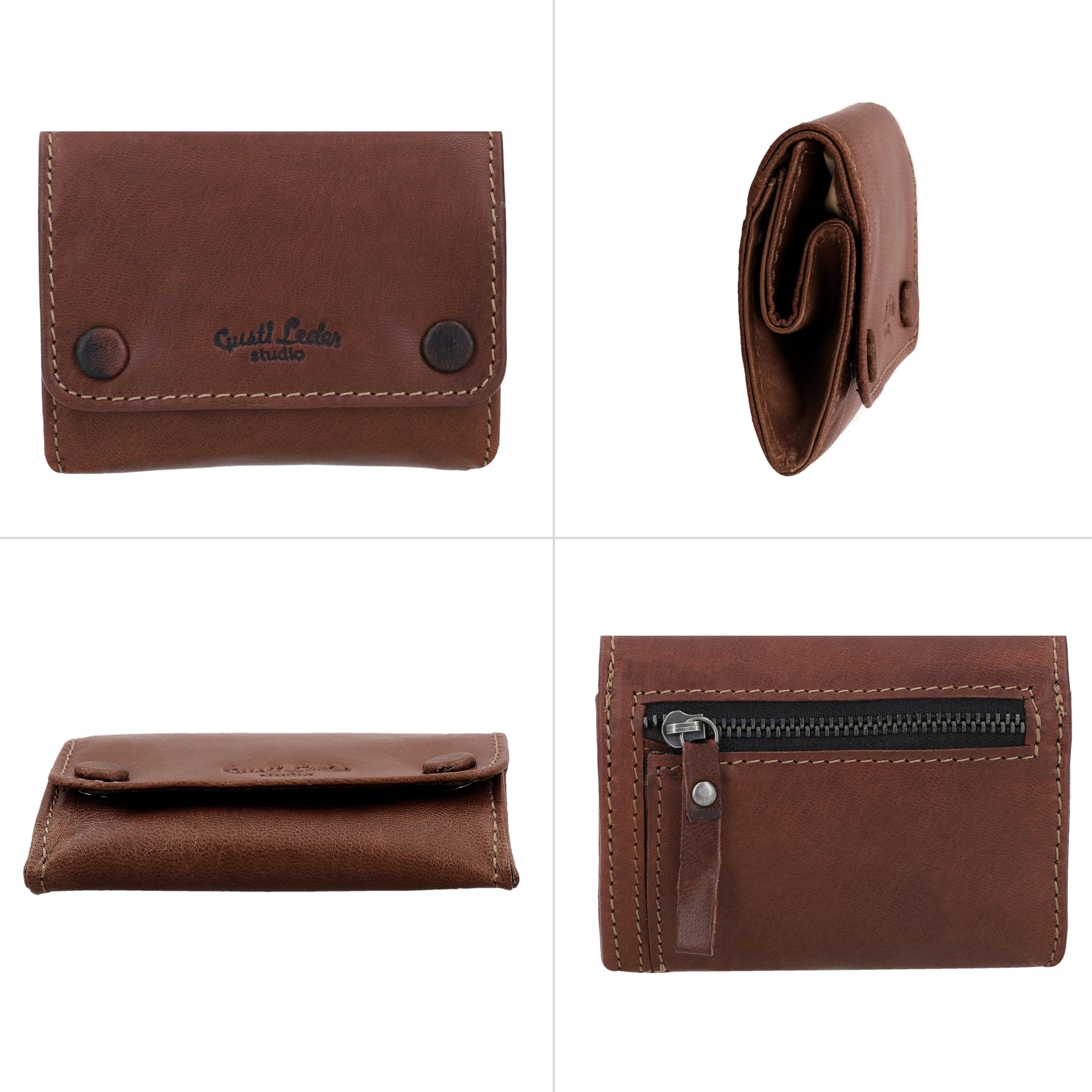 Bolso de Tabaco de Caucho natural Gusti Cuero studio "Lutz" Bolso de tabaco de liar Accesorio Marrón Oscuro 2T17-22-6