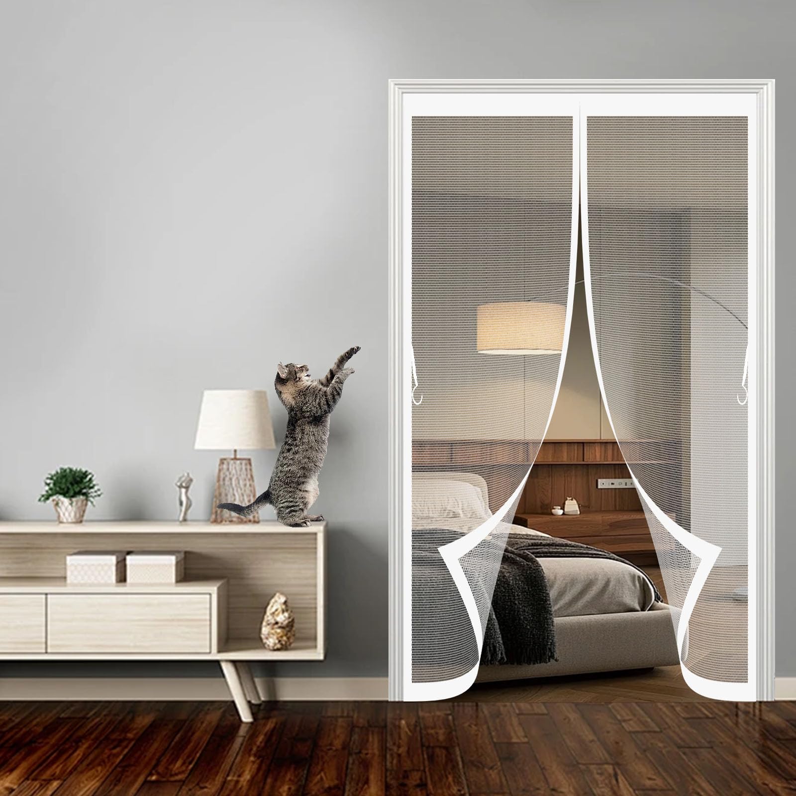 Moustiquaire porte magnétique 97x238 cm blanche pour balcon