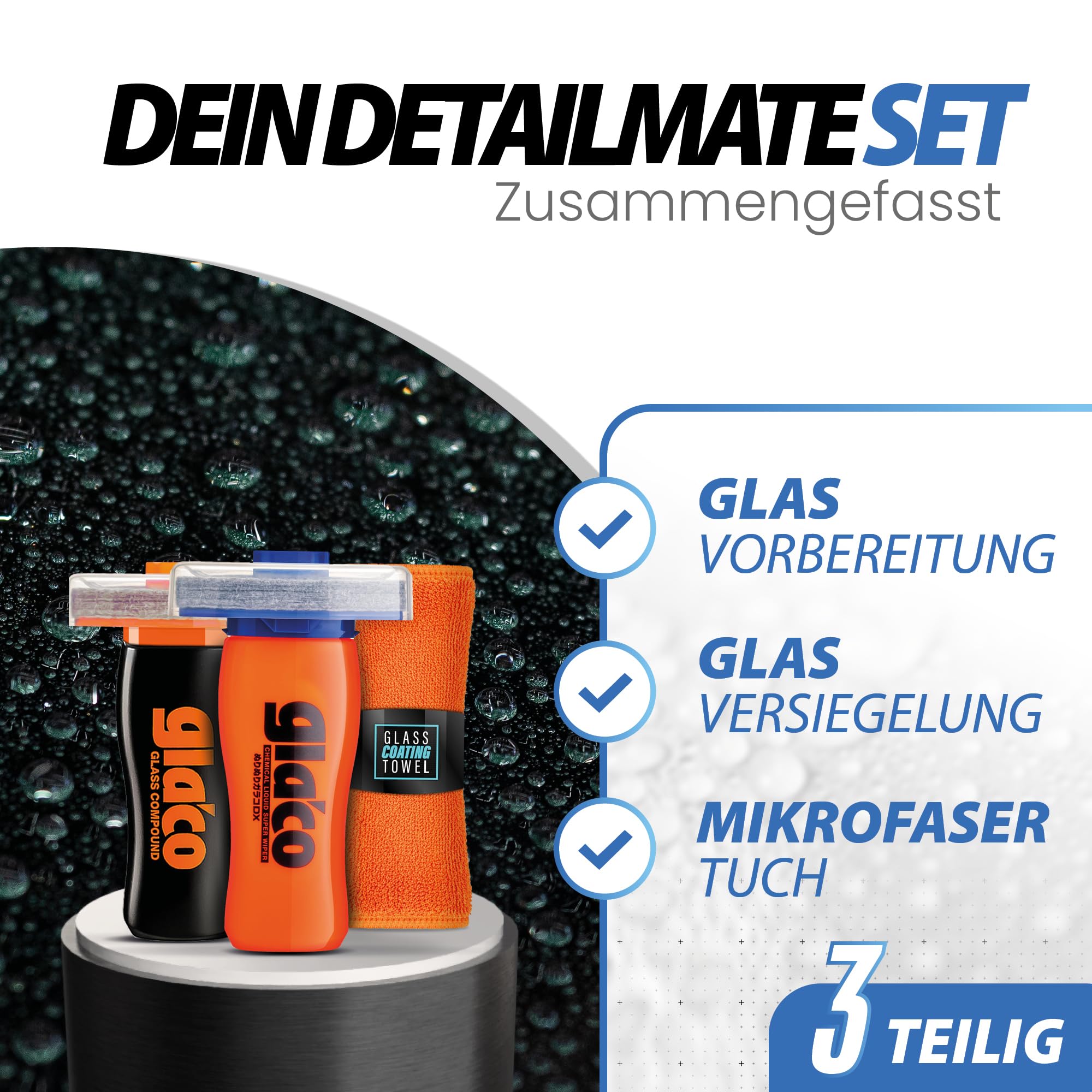 Juego de sellador de parabrisas de coche, Soft99 Glaco Glass Compound Roll On limpiador profundo + Glaco DX, eficaz deflector de lluvia para ventanas de coche hasta 4 meses, sellado nano de cristal