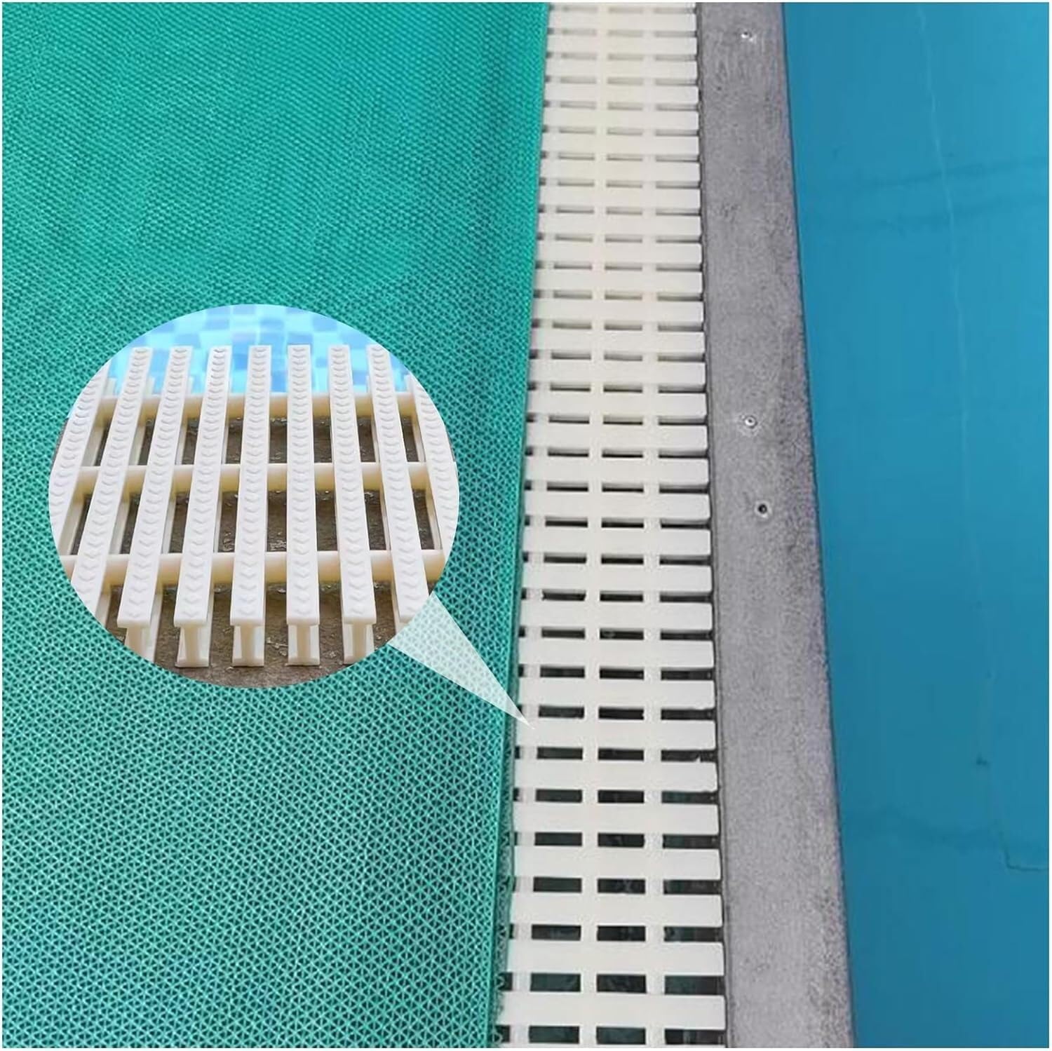 HCZKIUJY Swimming Pool grates Swimming Pool Drain Grate, Durable Channel Grate Cover, Plastics Deck Grate Drainage Cover Overflow Drain Grate (Beige 11.8in)