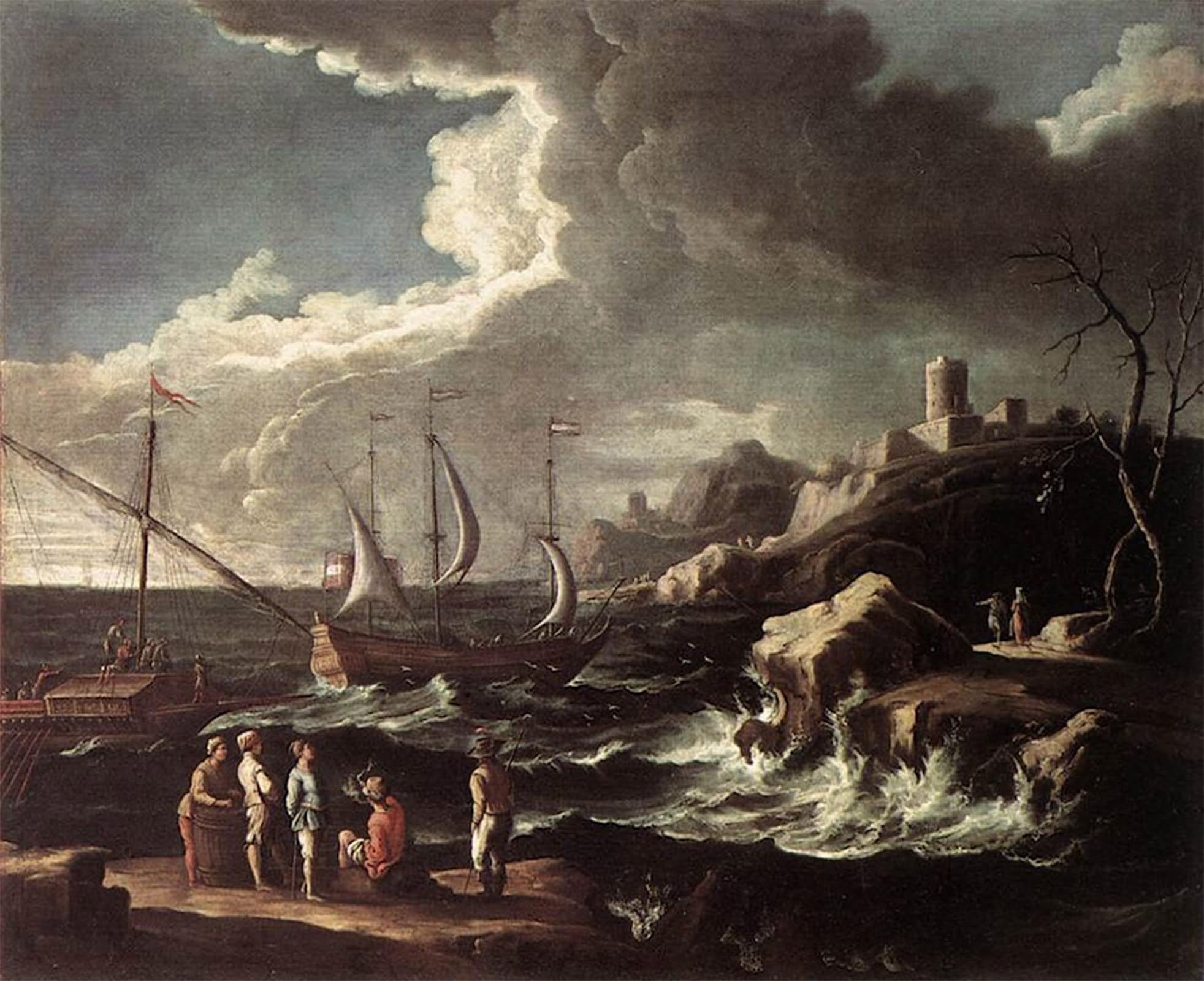 SERENDIPITP Abstract Painting Mural Print Picture Wall Decor Painting Seascape by Luca Carlevaris Vintage Wall Artwork for Home Decor 60x90cm