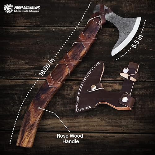 Miniatura 3 de Hacha vikinga con funda, el mejor regalo vikingo para hombres, hacha vikinga de 18 pulgadas, cabeza de hacha vikinga de acero al carbono resistente