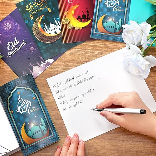 Miniatura 5 de Paquete de 30 tarjeteros de regalo Eid Mubarak, tarjetas de regalo y dinero Eid Mubarak con sobres blancos, tarjetas de felicitación de Ramadán para