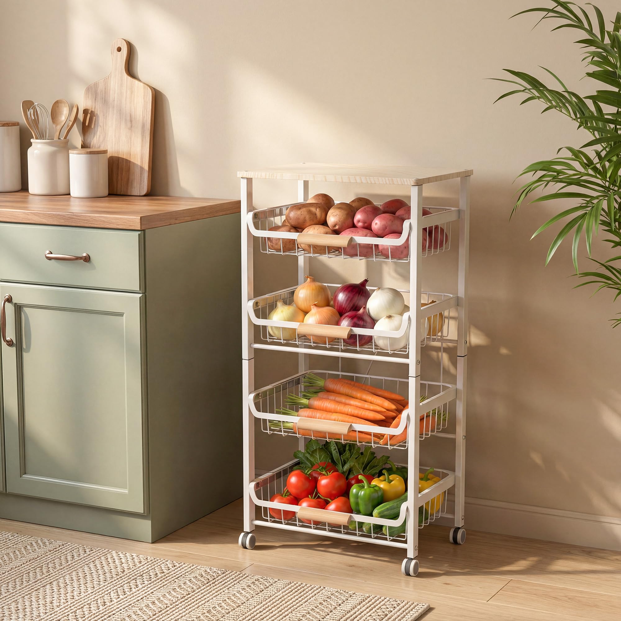 Amazon.com: JAQ Vegetable Storage Cart with Wheels, 5-Tier Rolling