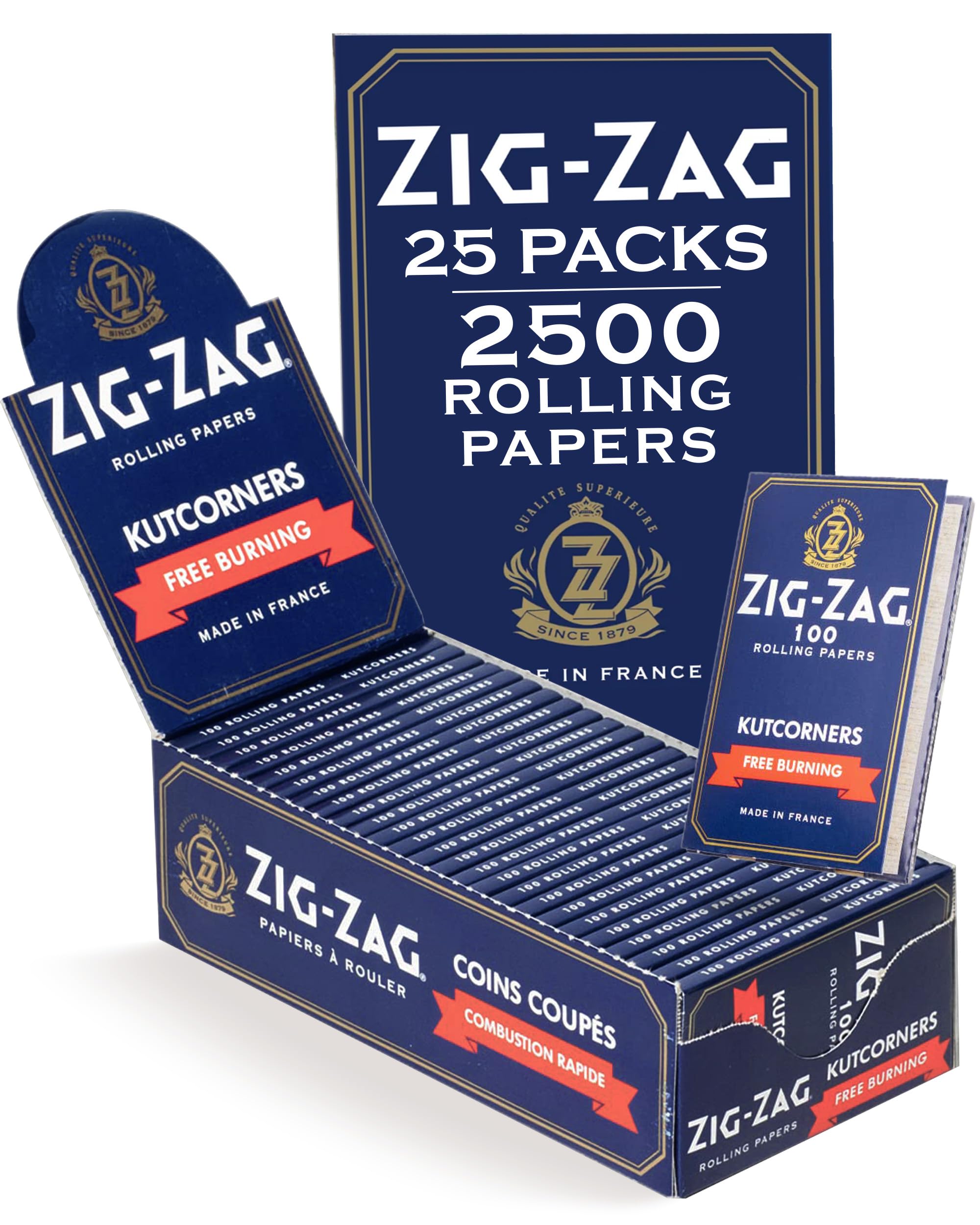 ZIG-ZAG Blue Kutcorners: Single Wide Rolling Papers, Natural Gum