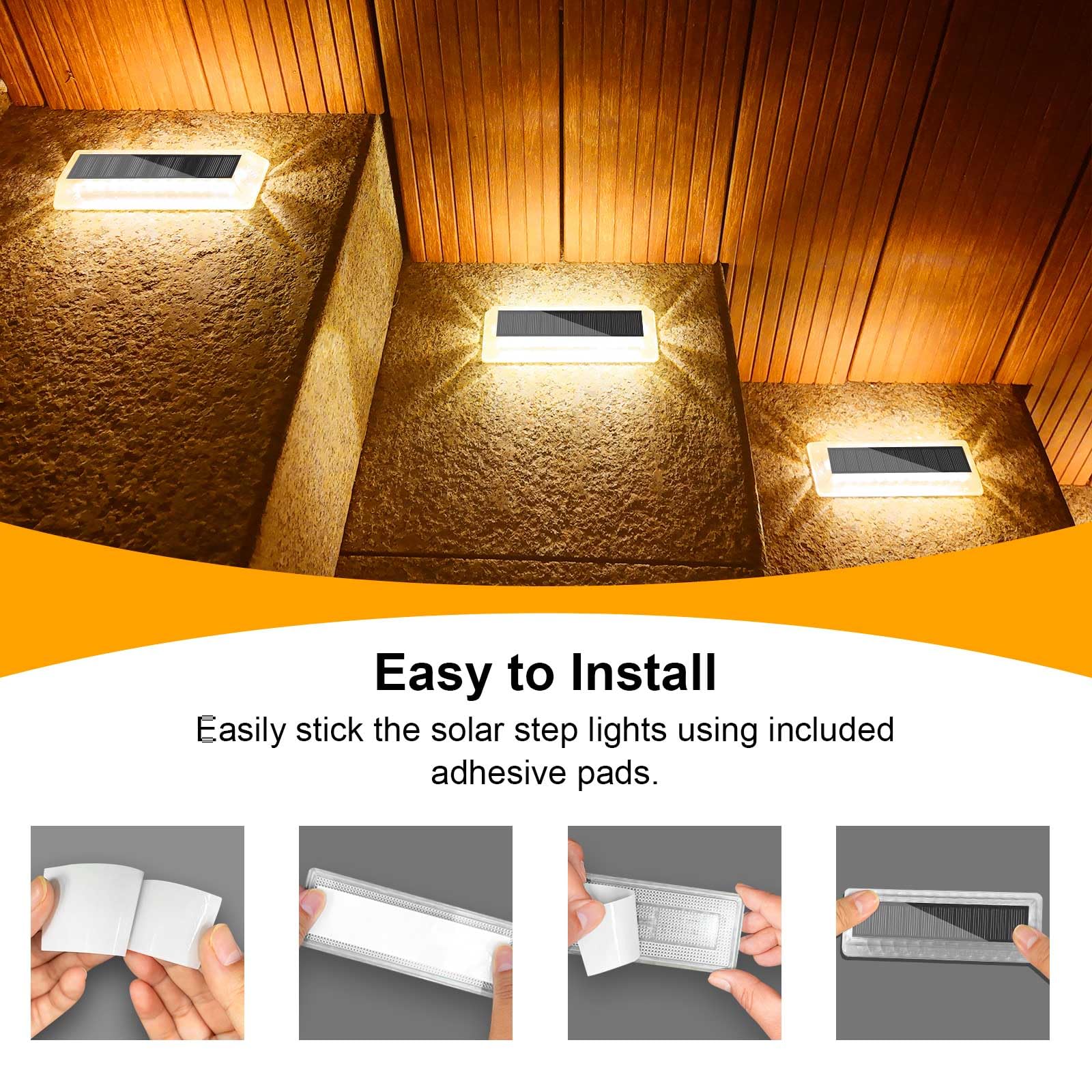 Lacasa Luces Solares LED Exterior Jardín, 8 uds Luz Solar Exterior IP68 Impermeable, Blanco Cálido 2700K,Iluminación Solar para Jardin, Terraza, Escaleras, Senderos