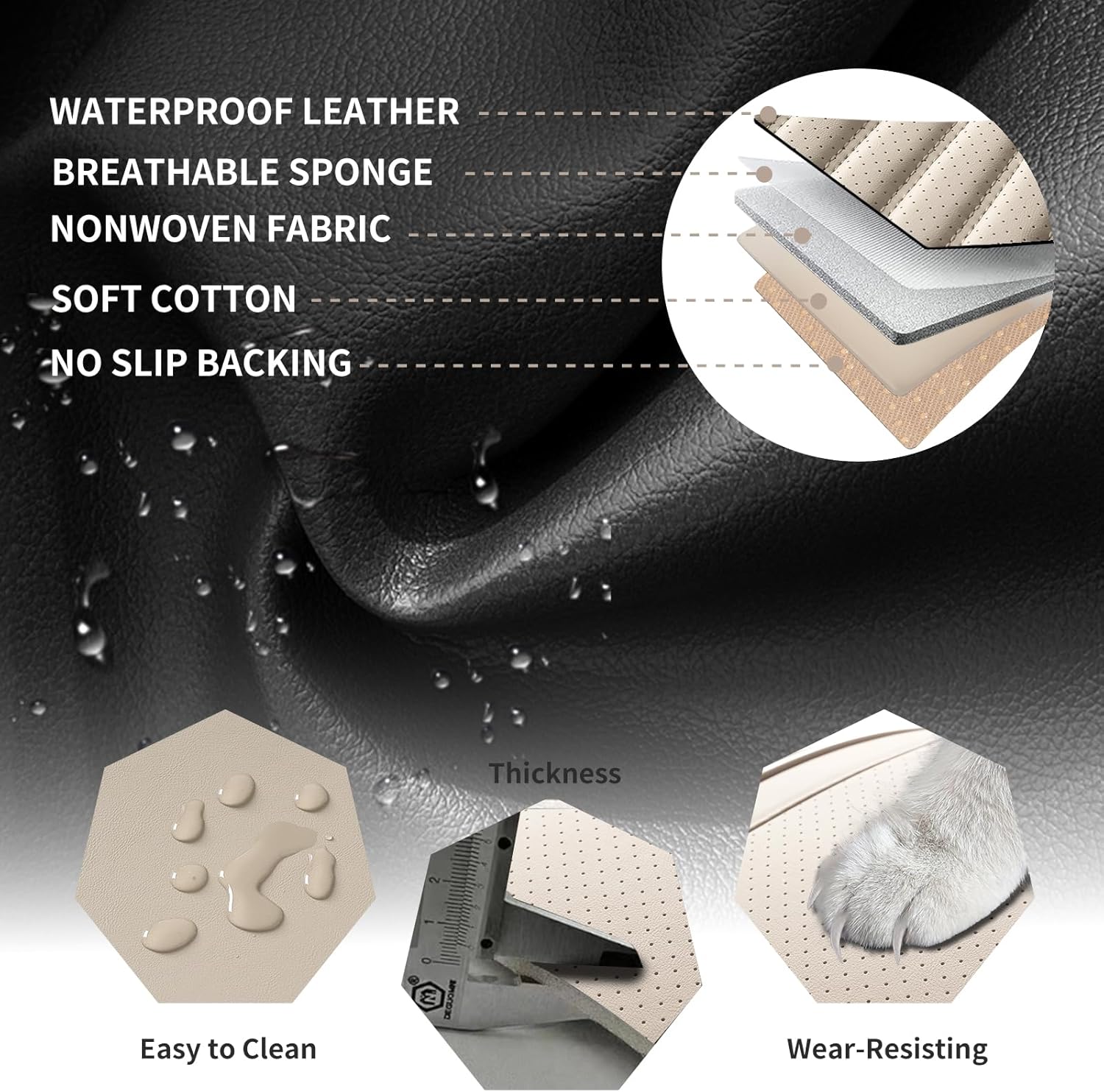 Car Seat Covers Full Set Fit for Lexus ES350 2007-2026, Premium Faux Leather Car Seat Protector,Breathable Anti-Slip Full Wrapping Edge Seat Covers(Beige,Full Set)