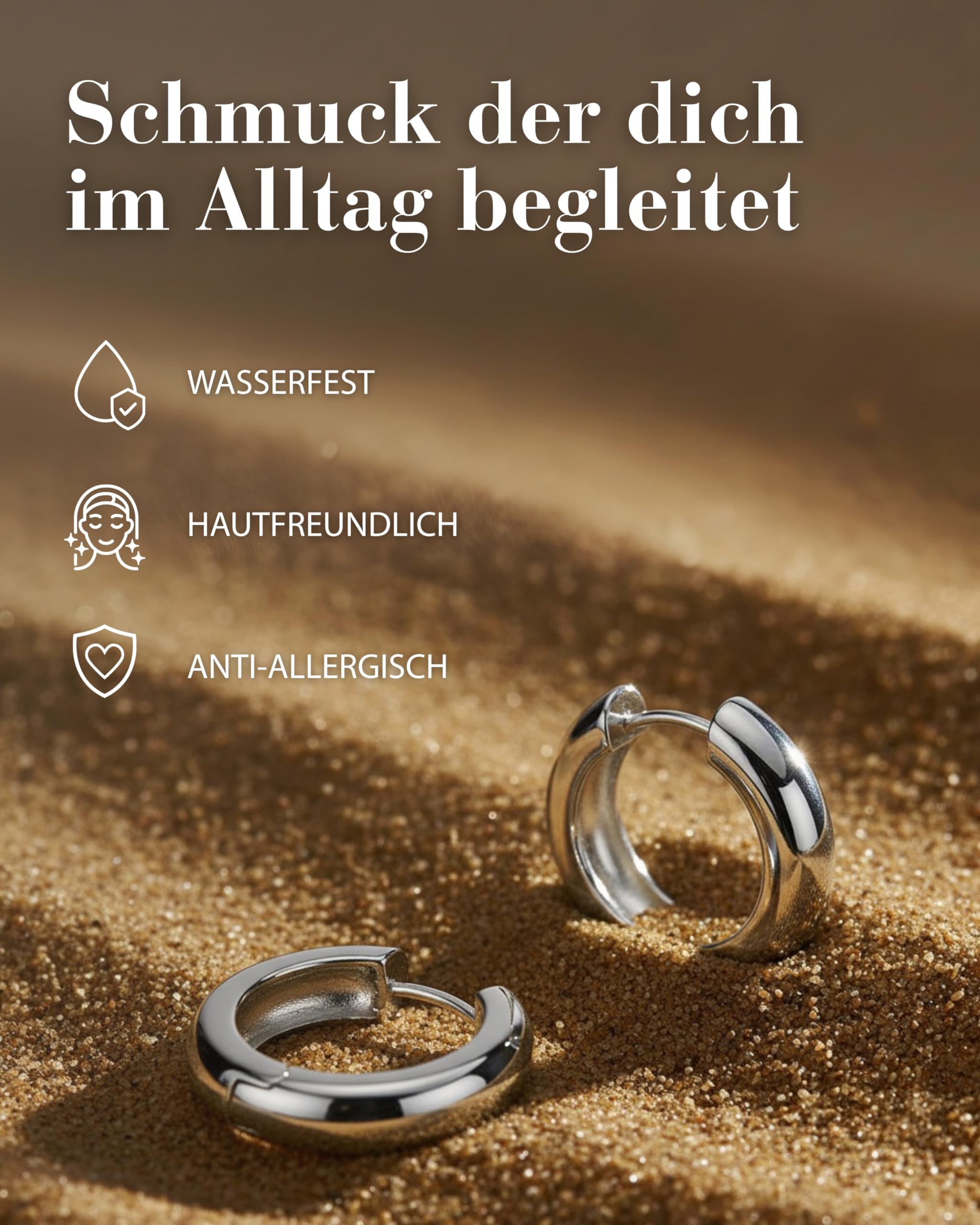 Vinani Damen Ohrringe 925 Silber - Klapp-Creolen abgerundet glänzend - aus 925 Sterling Silber für Frauen - 2CKP