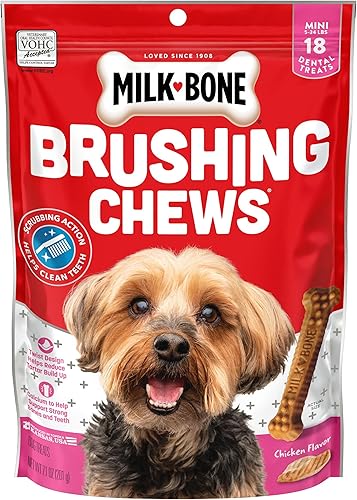 Milk-Bone Original Brushing Chews, 18 mini golosinas dentales diarias para perros (paquete de 5) disponible en Yaxa Colombia