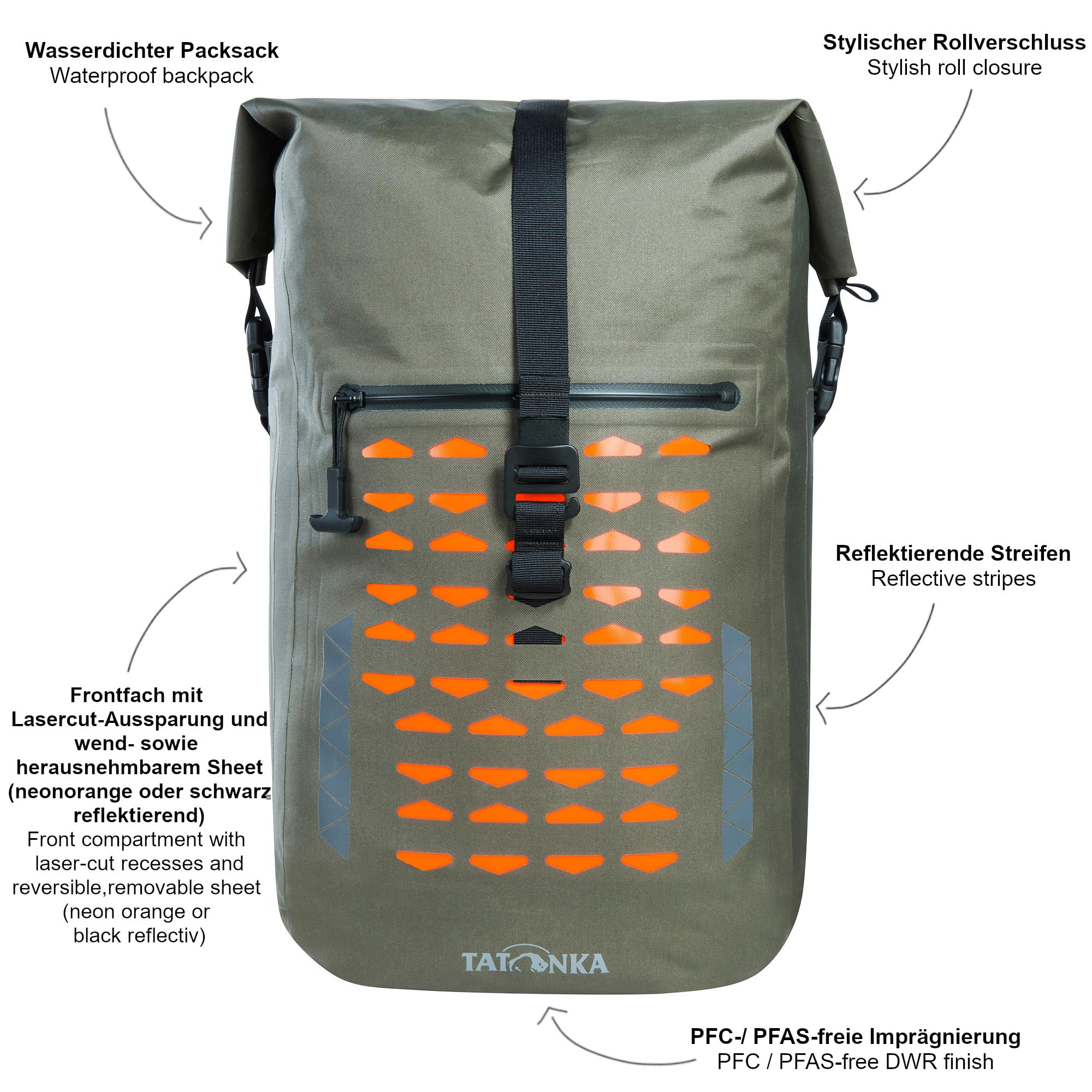 Tatonka Commuter Rolltop 30 WP - Wasserdichter Rolltoprucksack für ein Notebook, MOLLE-System, 30 Liter
