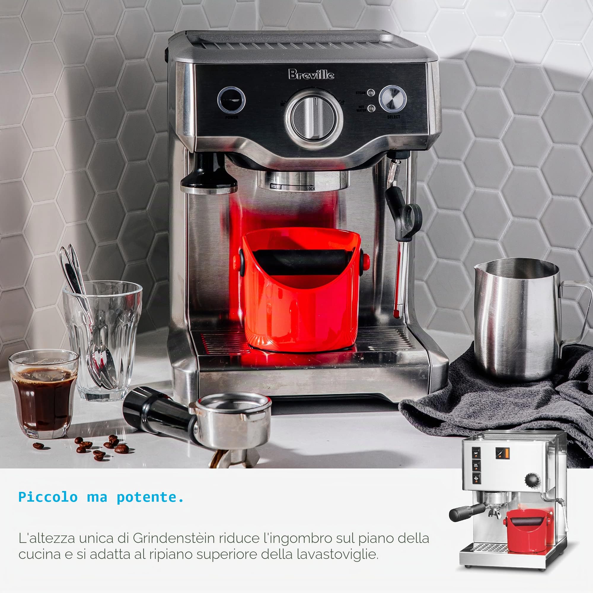 Dreamfarm Grindenstèin Robusto, Compatto, Moderno Salvaspazio Espresso Coffee Grind Knock Box - Nero