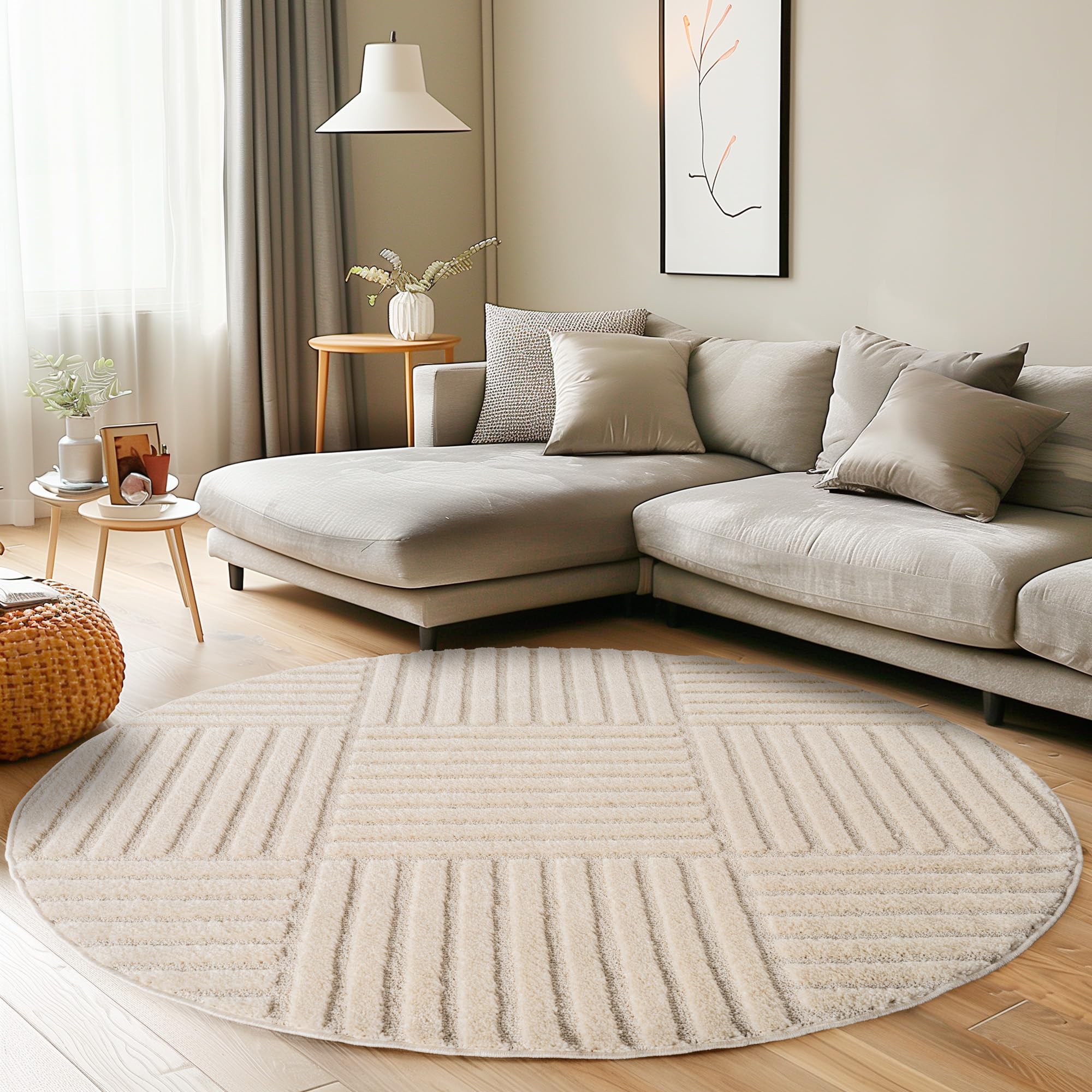 Carpettex Wohnzimmer Teppich Hochflor Skandi Boho Design Hoch-Tief Effekt Weicher Shaggy Langflor Flauschig