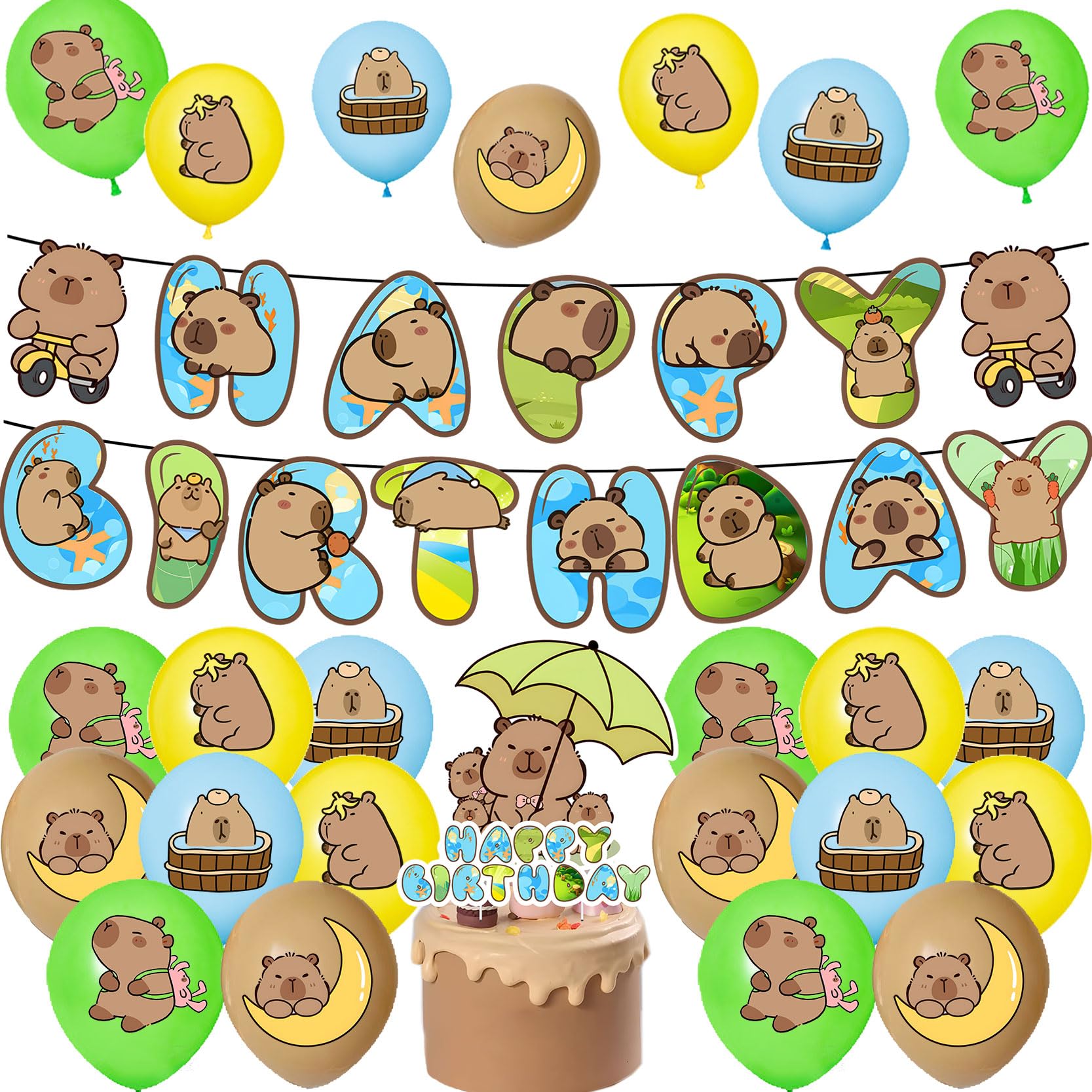 Capybara Birthday Party Supplies Capybara Theme Party Decorations Includes Capybara Birthday Balloons Banner Capybara Cake Topper