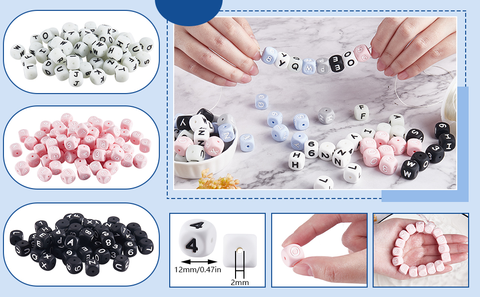 Magibeads Lot De 40 Perles Cubiques En Silicone Avec Cœur De
