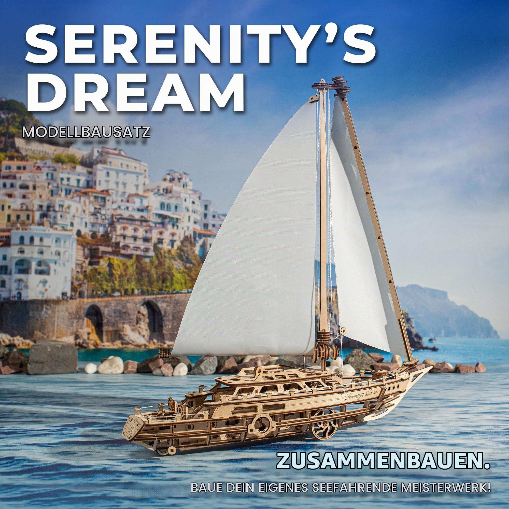UGEARS Serenitys Traum Segelschiff Modellbausatz - Holzpuzzle Erwachsene 3D Schiff - Modellschiff Bausatz Holz - Segelboot Deko & Modellbau Schiff für DIY Liebhaber - 3D Puzzle Holz Erwachsene Bausatz